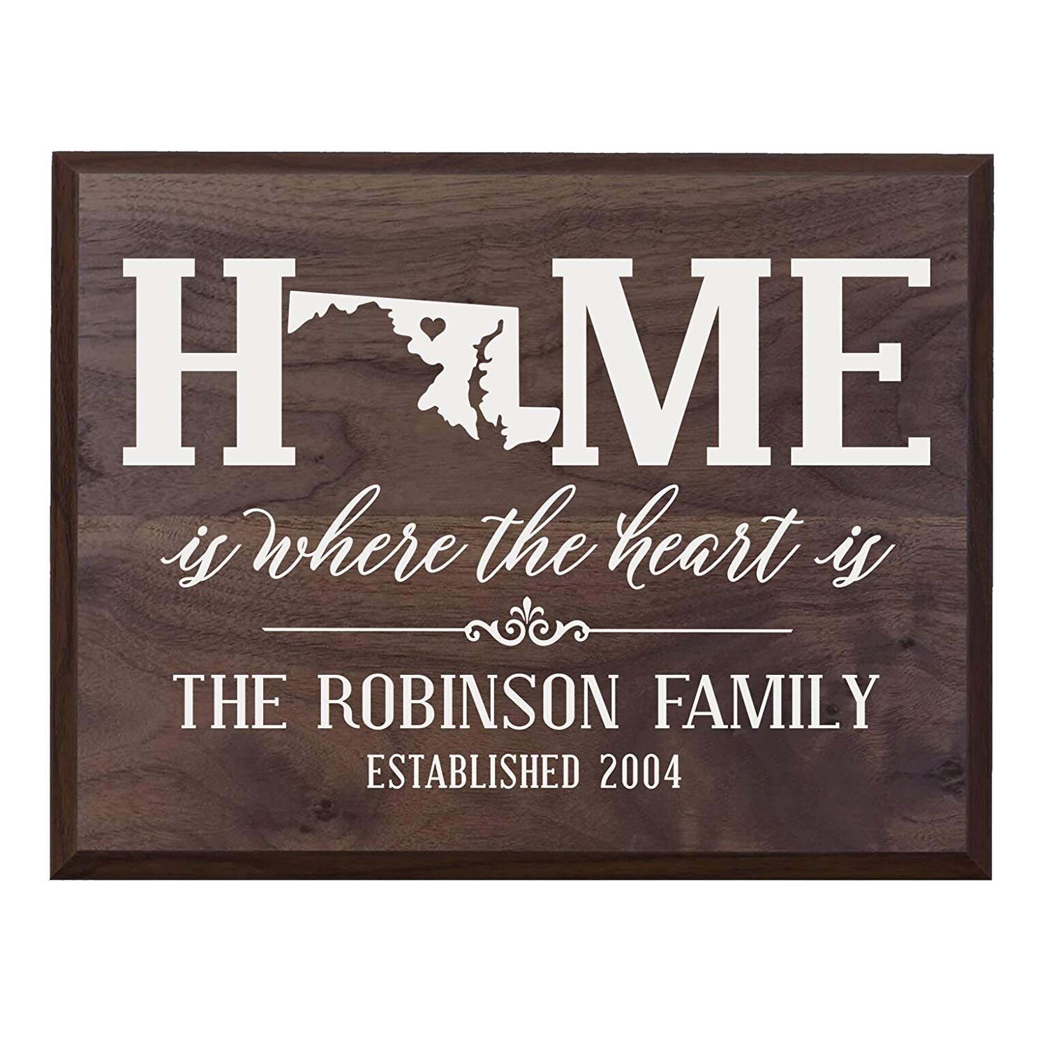 Personalized Maryland State Home is Where the heart is Sign - LifeSong Milestones