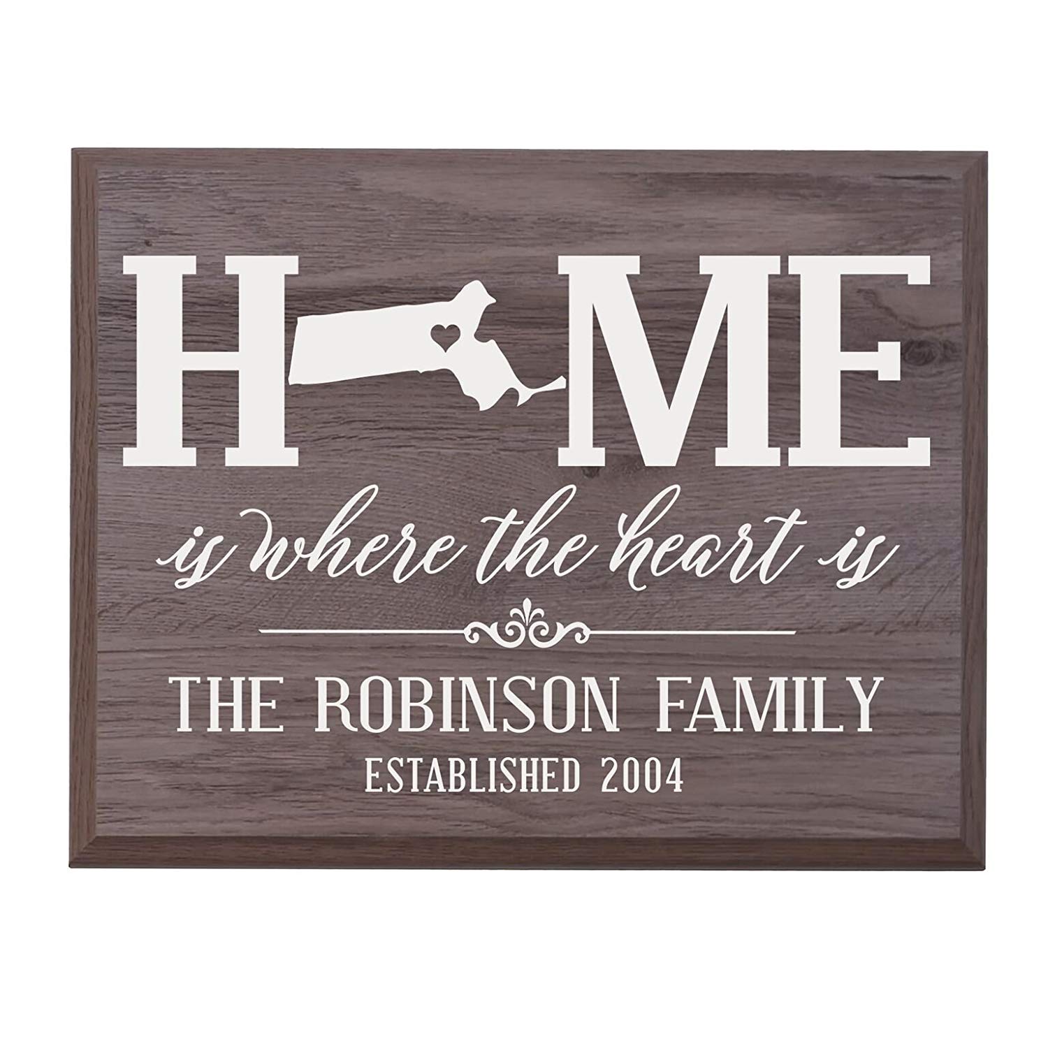 Personalized Massachusetts State Home is Where the heart is Sign - LifeSong Milestones