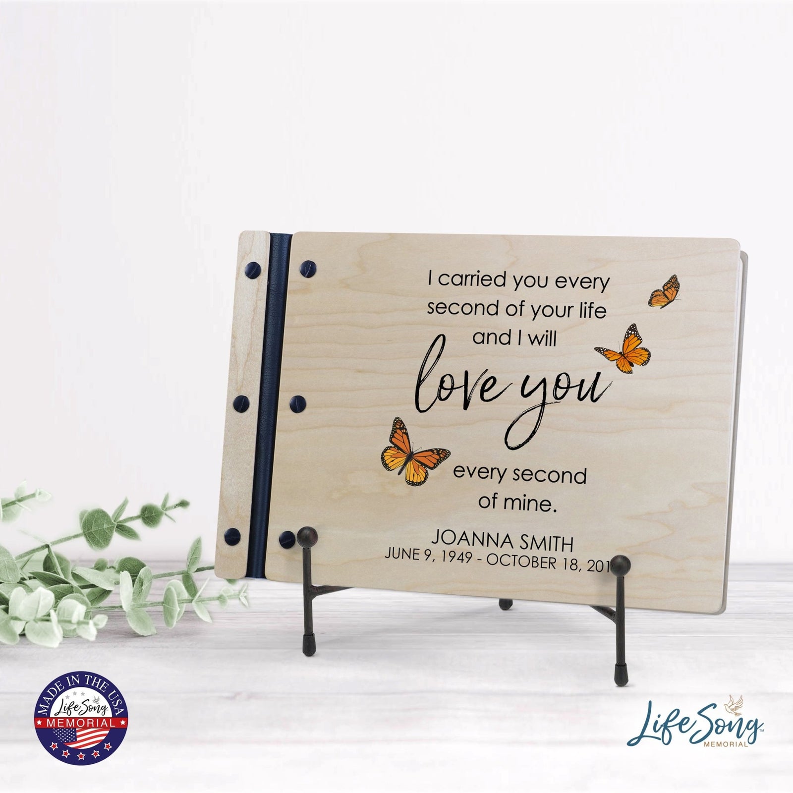 Personalized Medium Wooden Memorial Guestbook 12.375x8.5 - I Carried You - LifeSong Milestones