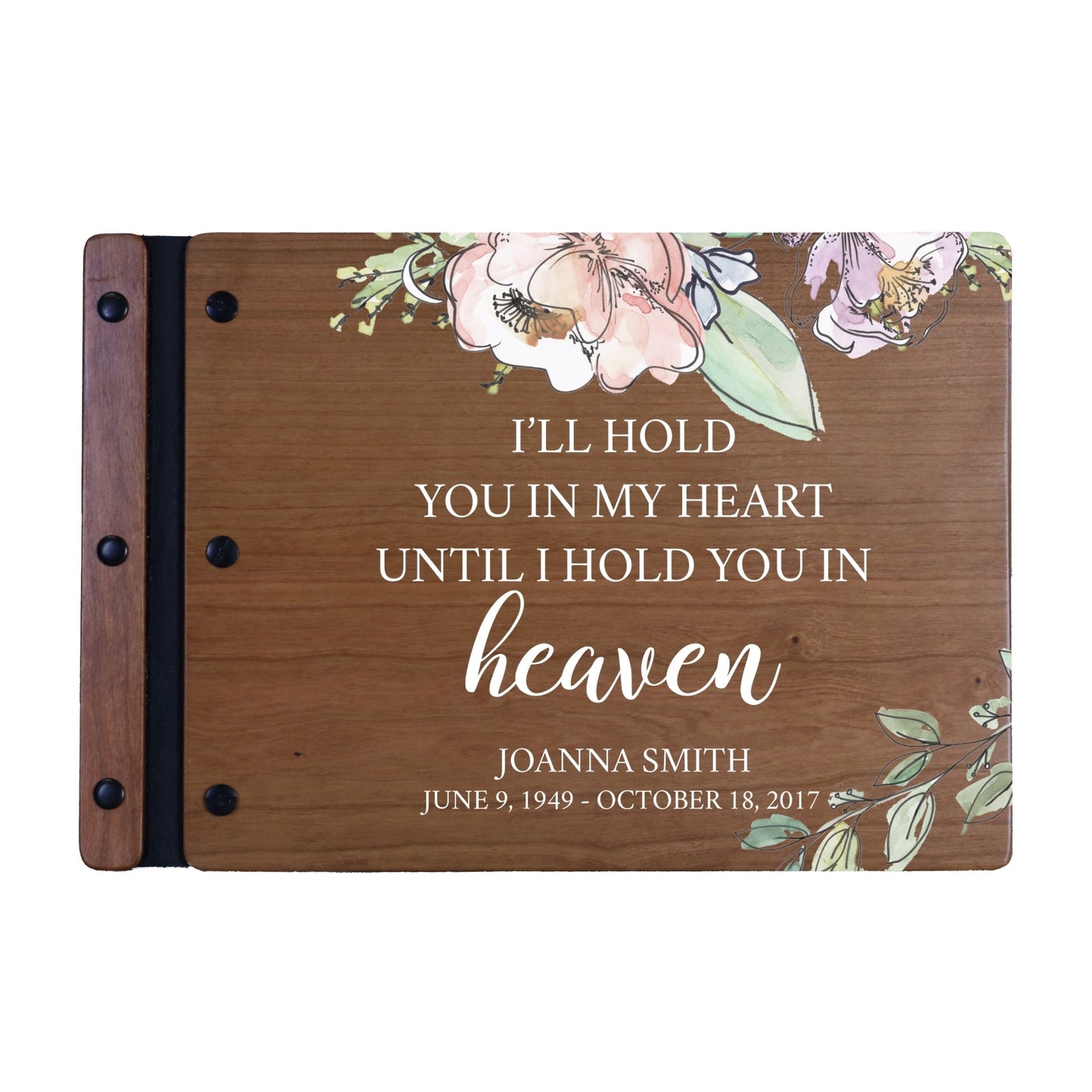Personalized Medium Wooden Memorial Guestbook 12.375x8.5 - I’ll Hold You In My - LifeSong Milestones