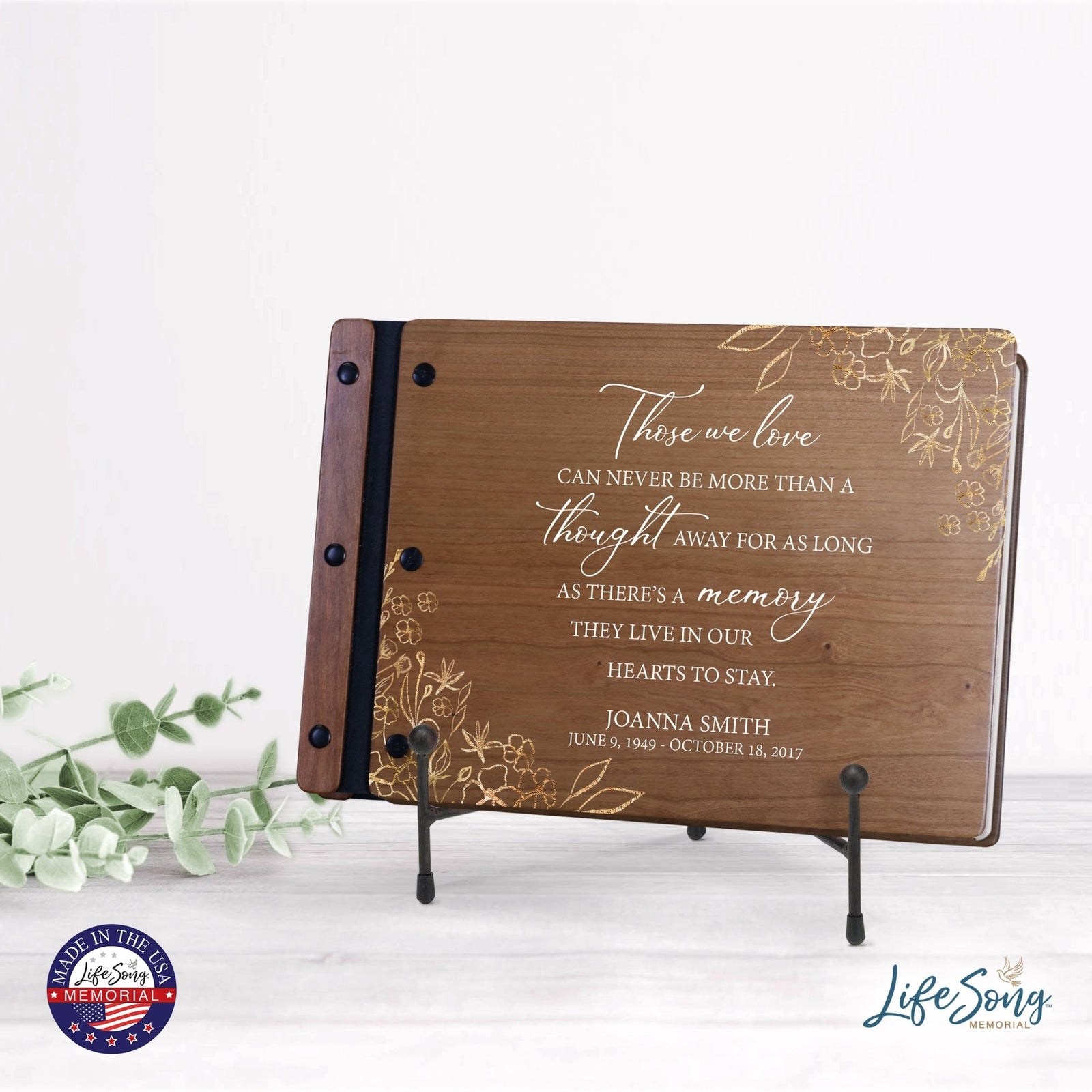 Personalized Medium Wooden Memorial Guestbook 12.375x8.5 - Those We Love (Cherry) - LifeSong Milestones