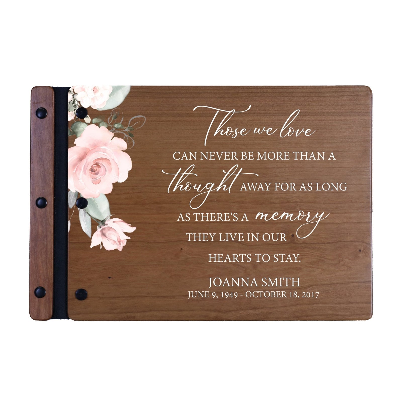 Personalized Medium Wooden Memorial Guestbook 12.375x8.5 - Those We Love (Cherry) - LifeSong Milestones