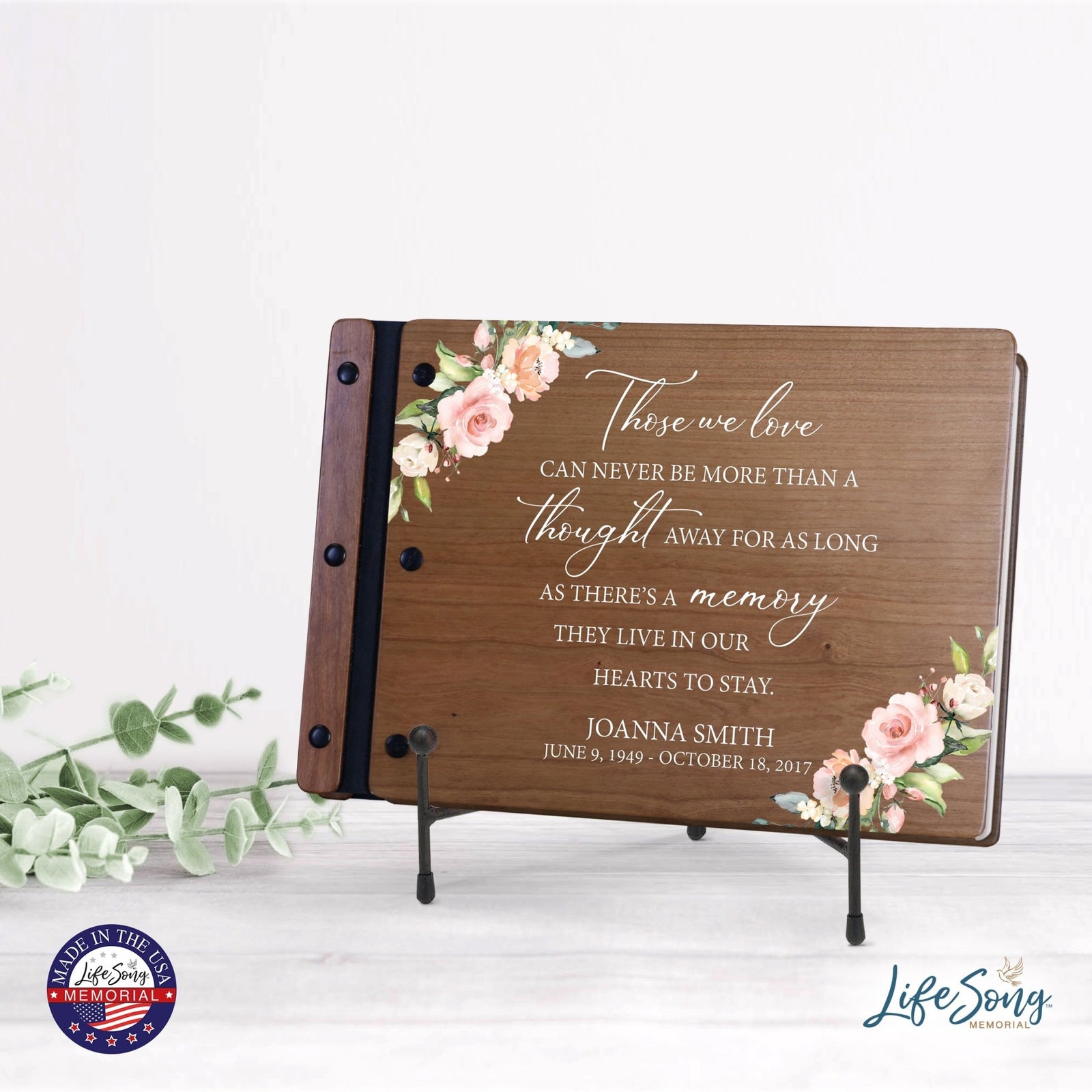 Personalized Medium Wooden Memorial Guestbook 12.375x8.5 - Those We Love (Cherry) - LifeSong Milestones