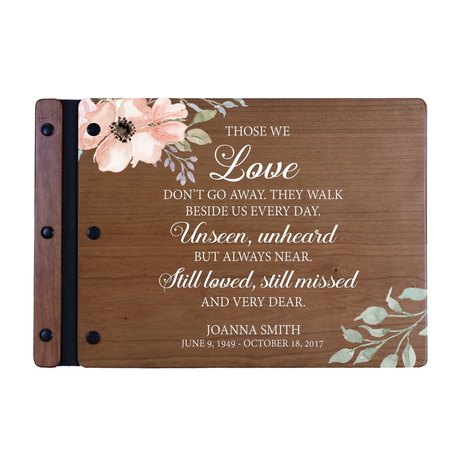 Personalized Medium Wooden Memorial Guestbook 12.375x8.5 - Those We Love (Cherry) - LifeSong Milestones