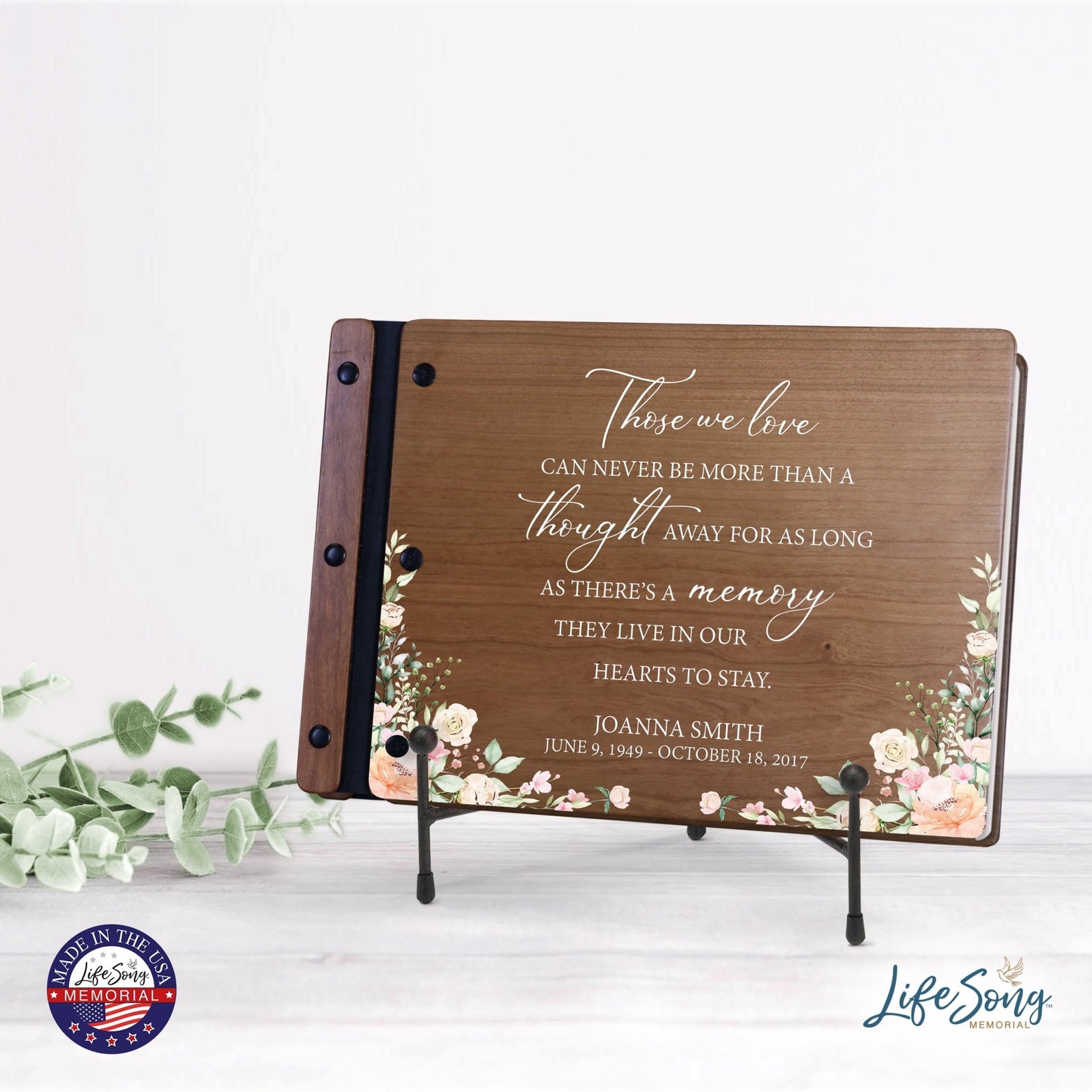 Personalized Medium Wooden Memorial Guestbook 12.375x8.5 - Those We Love (Cherry) - LifeSong Milestones