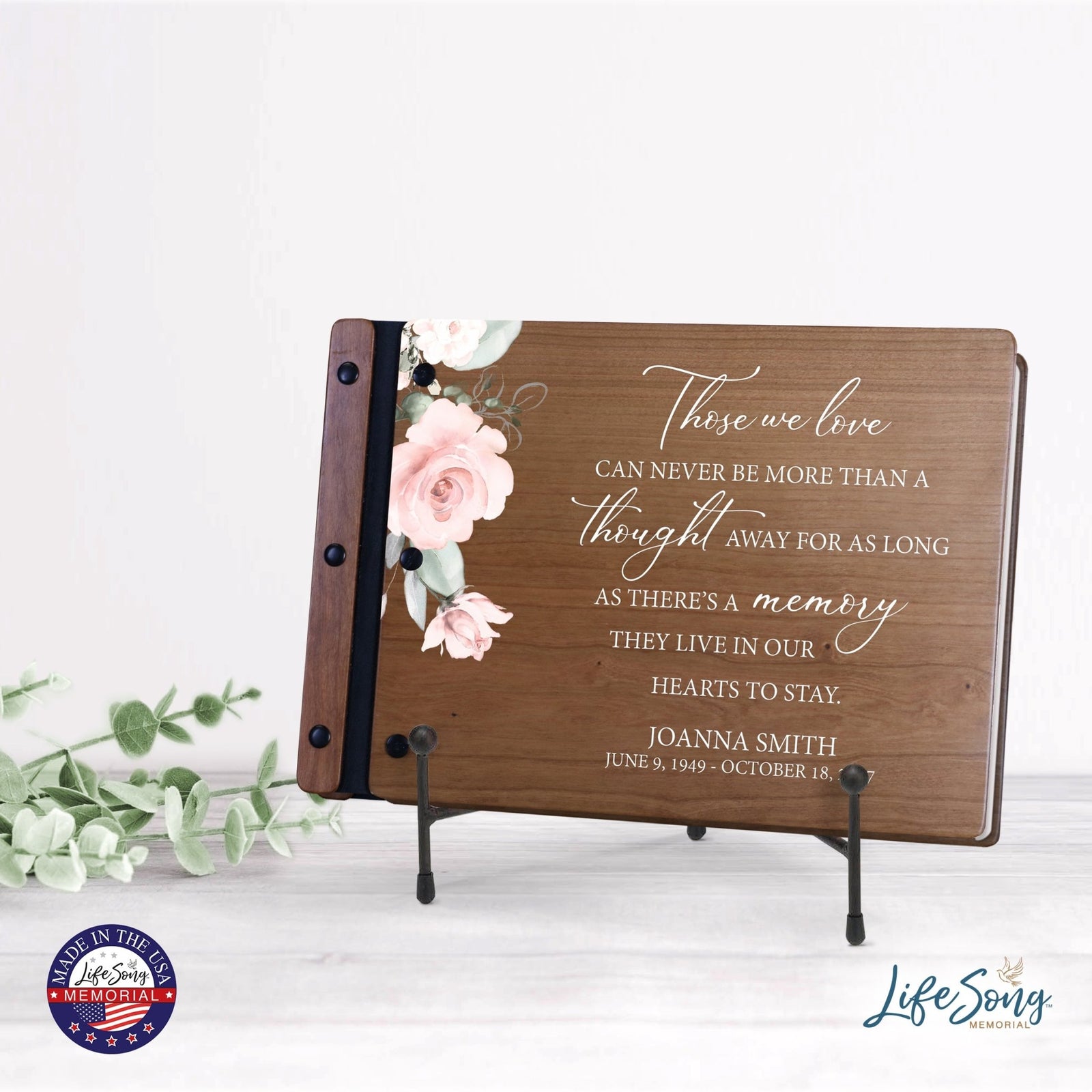 Personalized Medium Wooden Memorial Guestbook 12.375x8.5 - Those We Love (Cherry) - LifeSong Milestones