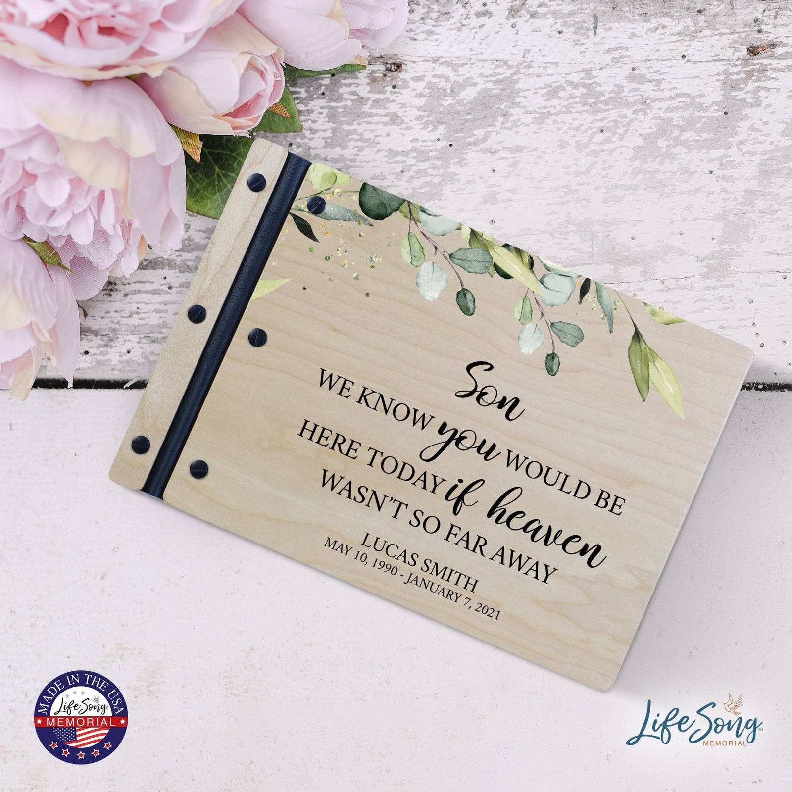 Personalized Medium Wooden Memorial Guestbook 12.375x8.5 - We Know You Would (Ivory) - LifeSong Milestones