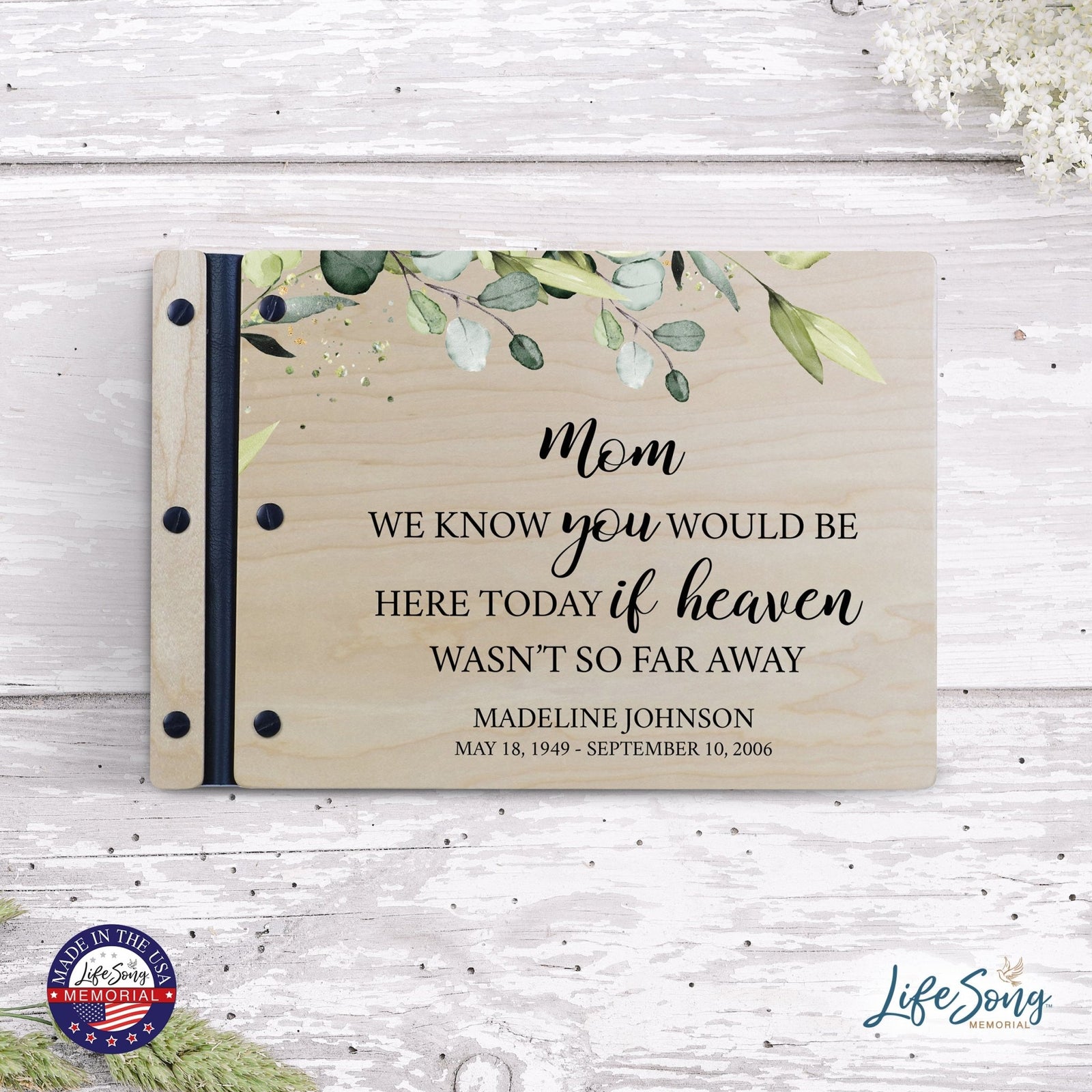 Personalized Medium Wooden Memorial Guestbook 12.375x8.5 - We Know You Would (Ivory) - LifeSong Milestones