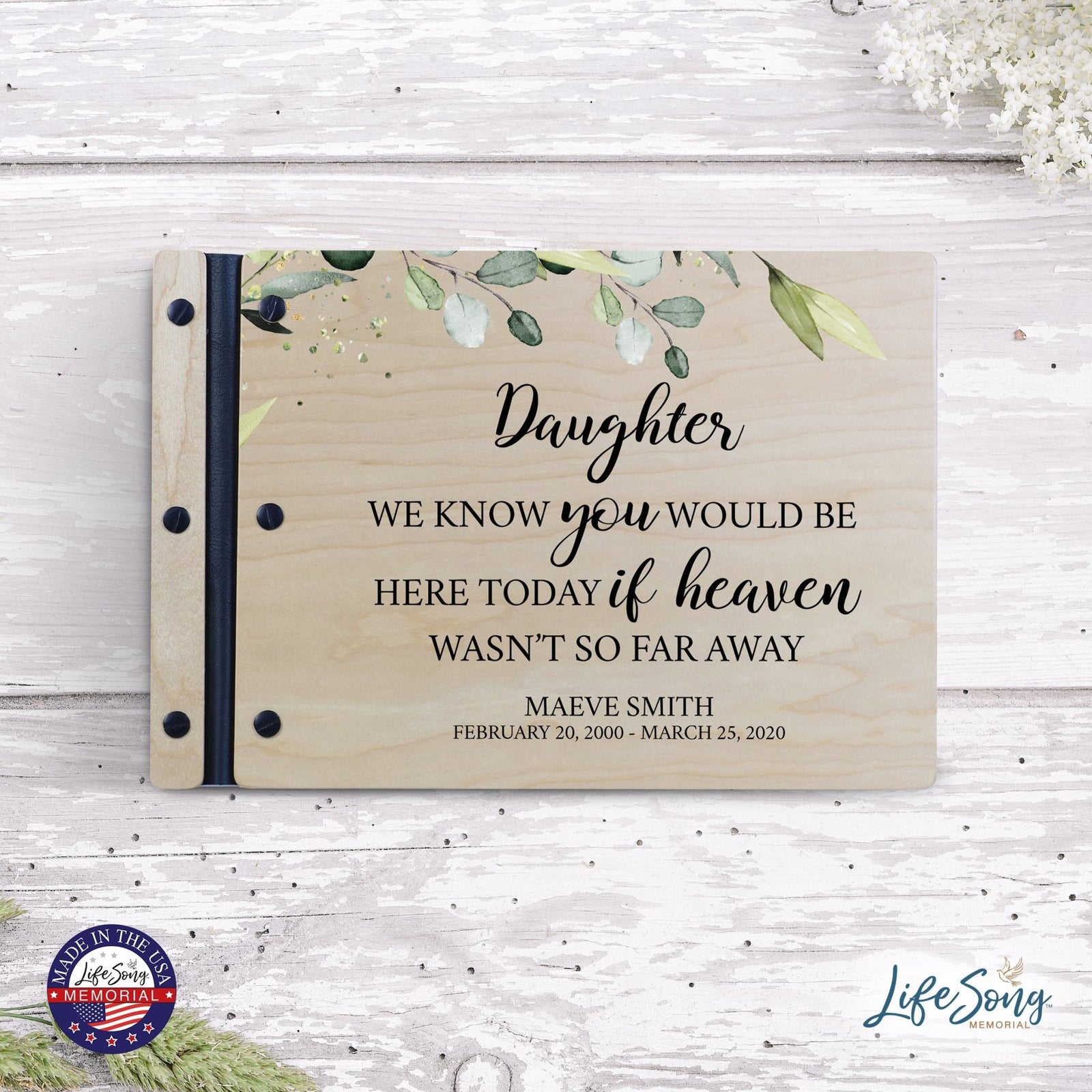 Personalized Medium Wooden Memorial Guestbook 12.375x8.5 - We Know You Would (Ivory) - LifeSong Milestones