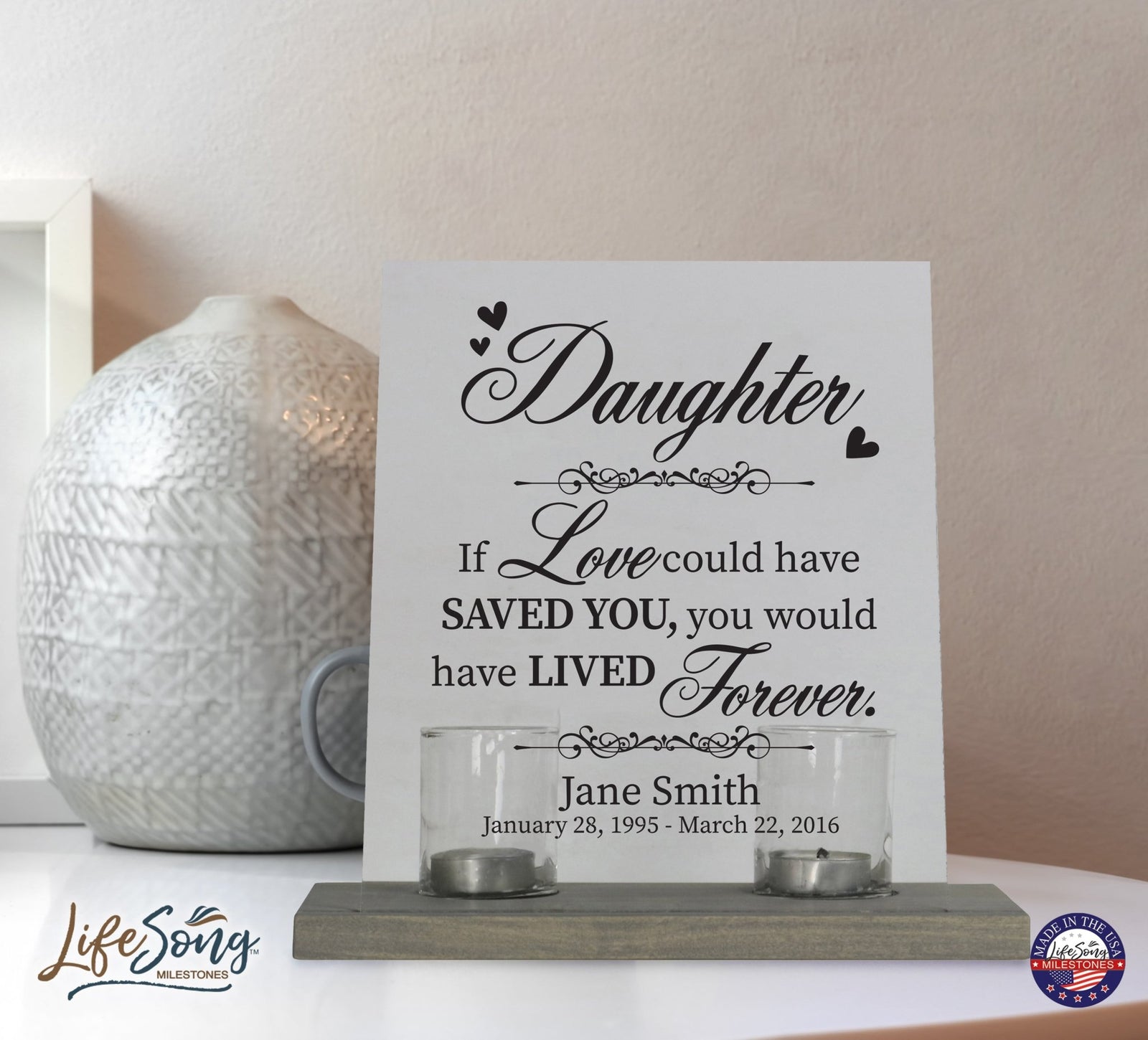 Personalized Memorial Acrylic Sign 8x10 with Votive Candle Holder If Love Could - LifeSong Milestones