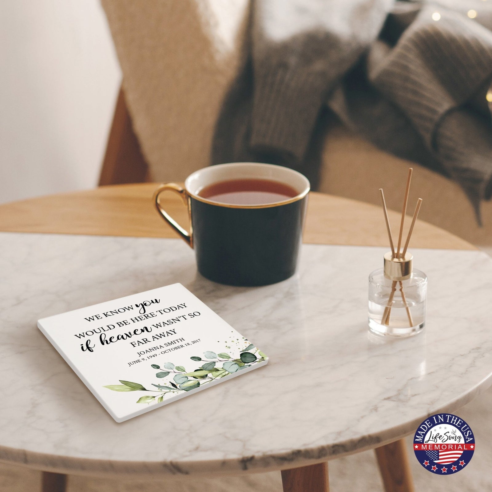 Personalized Memorial Ceramic Trivet for Home Decor - LifeSong Milestones