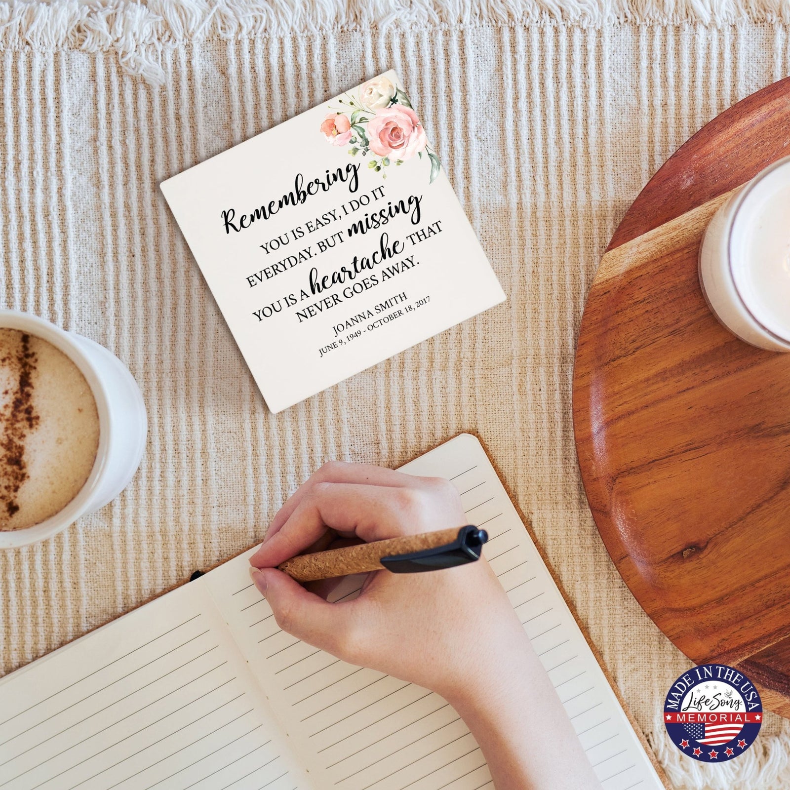 Personalized Memorial Ceramic Trivet for Home Decor - LifeSong Milestones