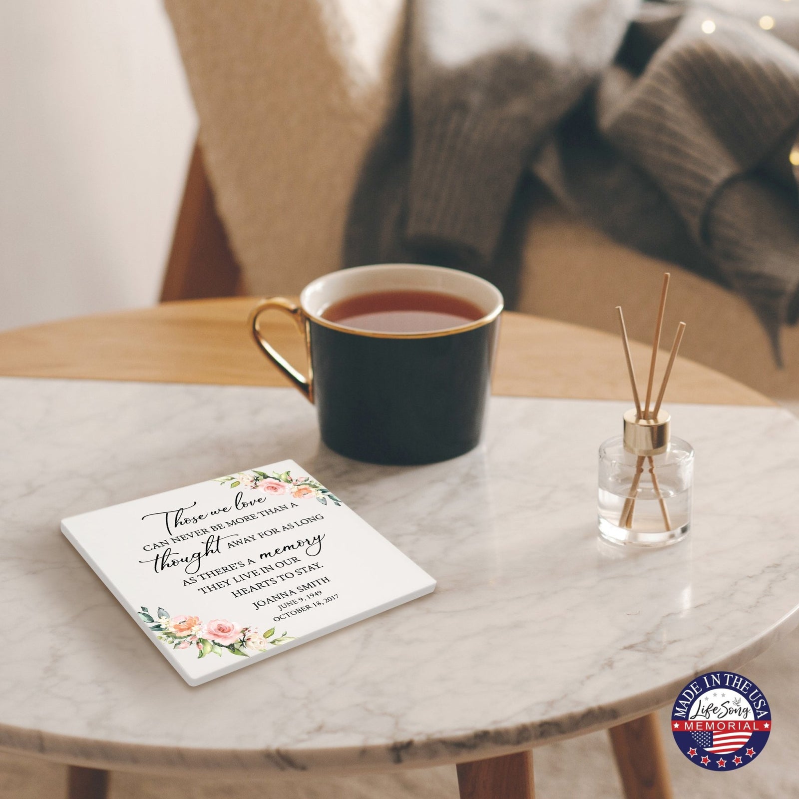 Personalized Memorial Ceramic Trivet for Home Decor - Those We Love Can Never - LifeSong Milestones