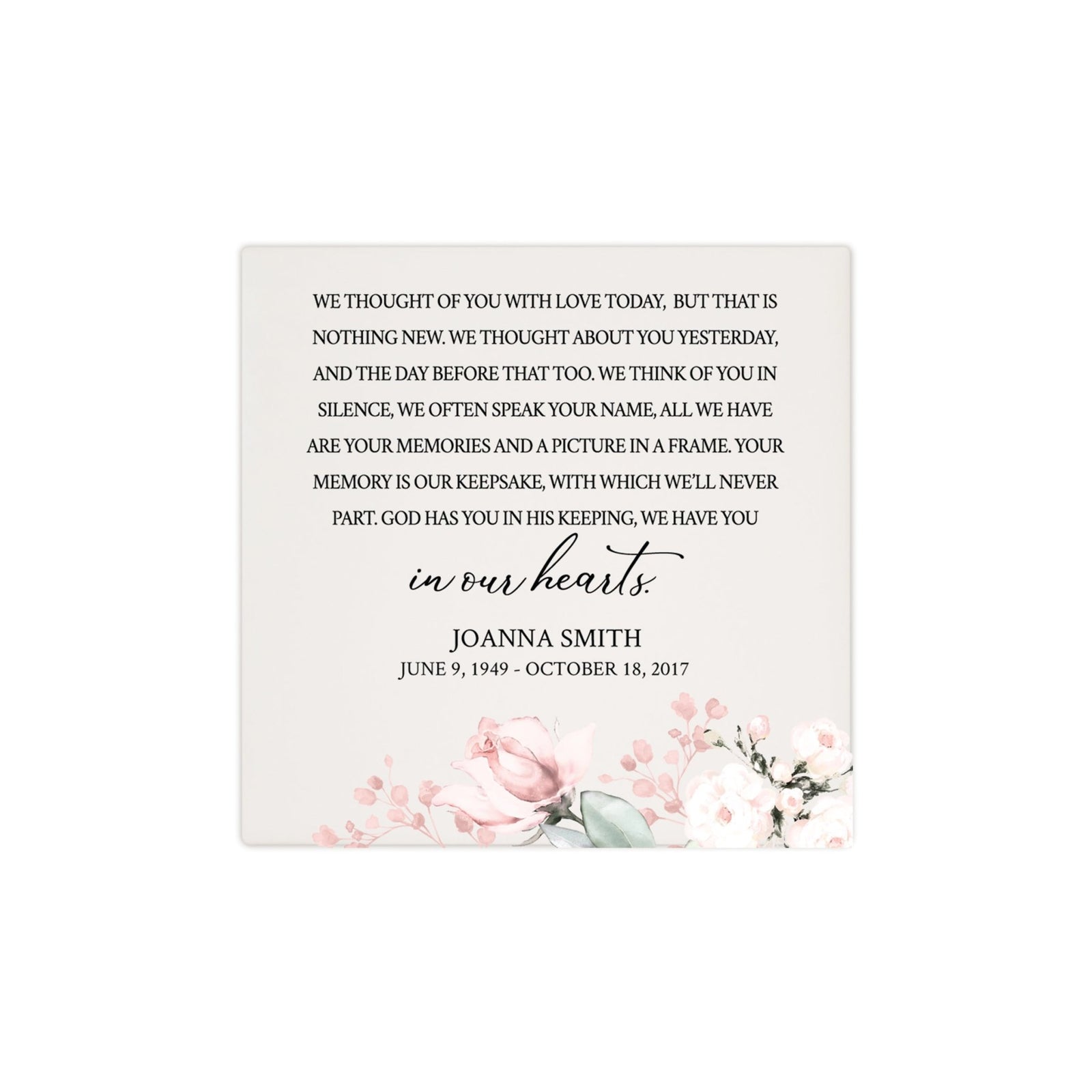 Personalized Memorial Ceramic Trivet for Home Decor - We Thought Of You - LifeSong Milestones