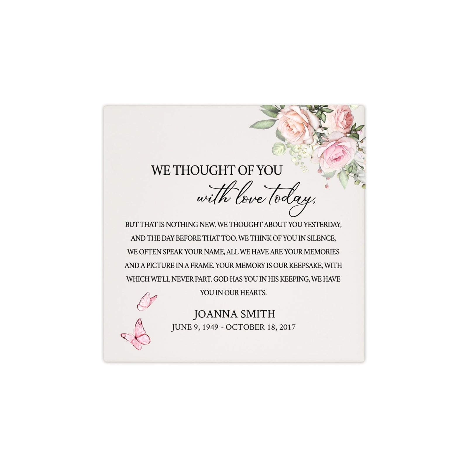 Personalized Memorial Ceramic Trivet for Home Decor - We Thought Of You - LifeSong Milestones