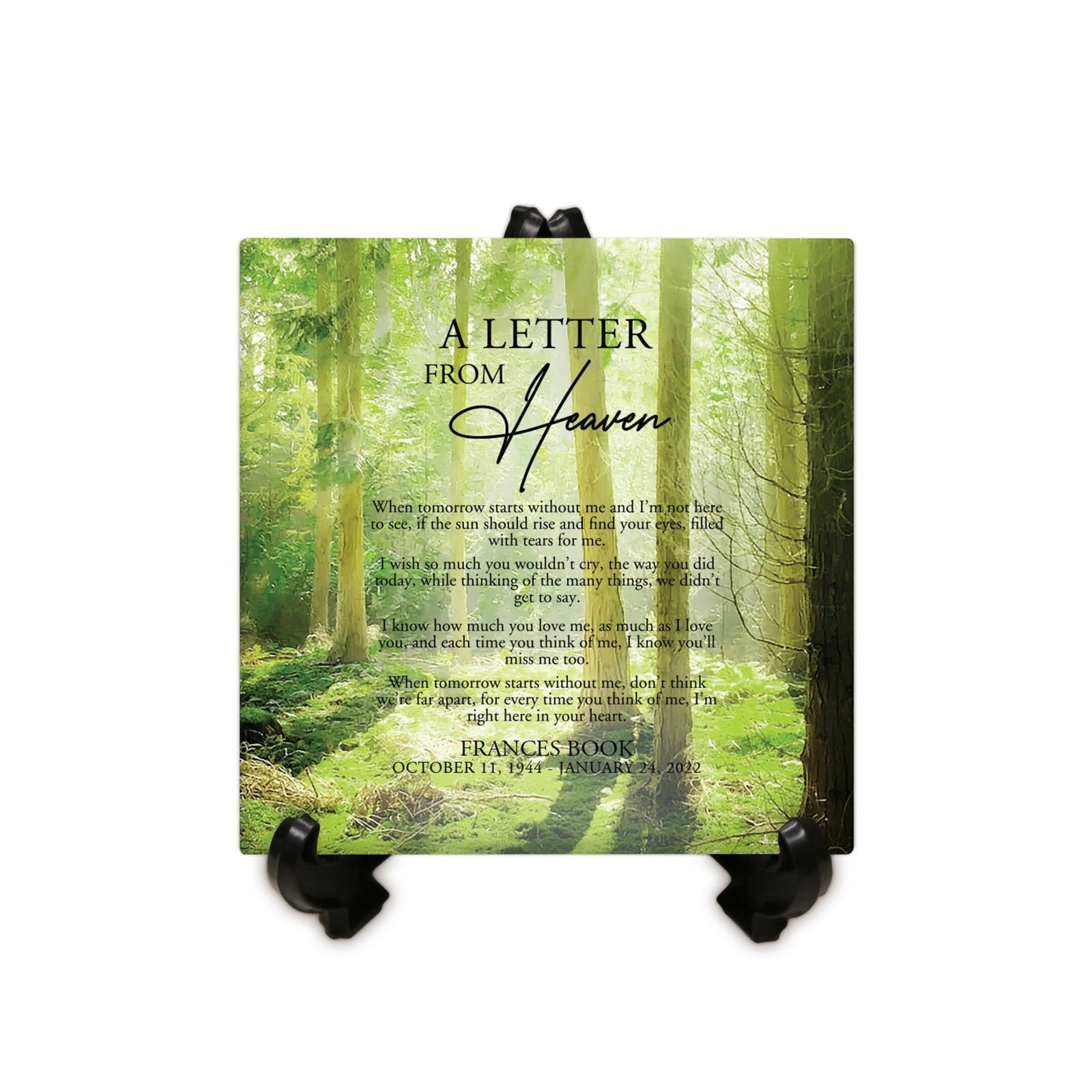 Personalized Memorial Ceramic Trivet with Stand for Home Decor - LifeSong Milestones