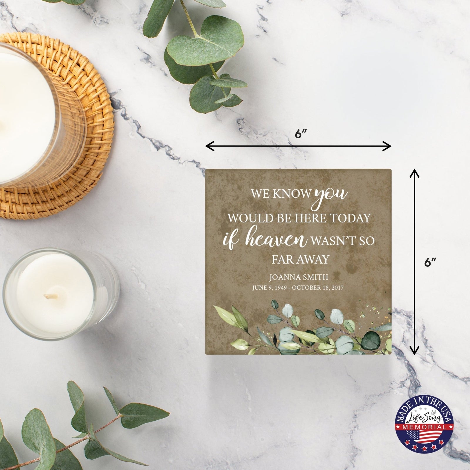 Personalized Memorial Ceramic Trivet with Stand for Home Decor - LifeSong Milestones