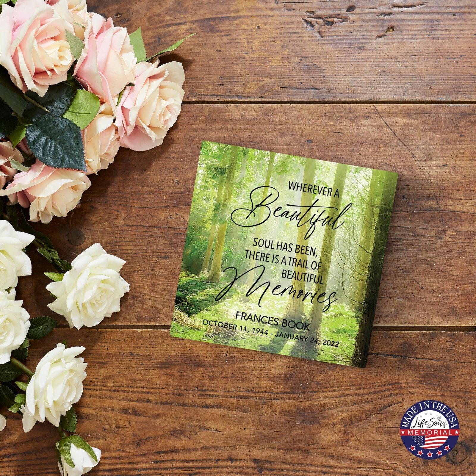 Personalized Memorial Ceramic Trivet with Stand for Home Decor - LifeSong Milestones