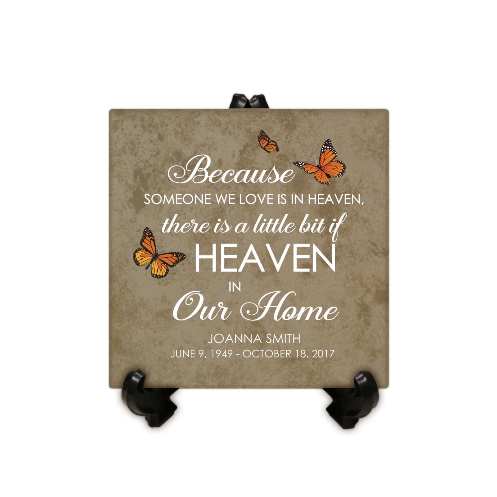 Personalized Memorial Ceramic Trivet with Stand for Home Decor - Because Someone We Love - LifeSong Milestones