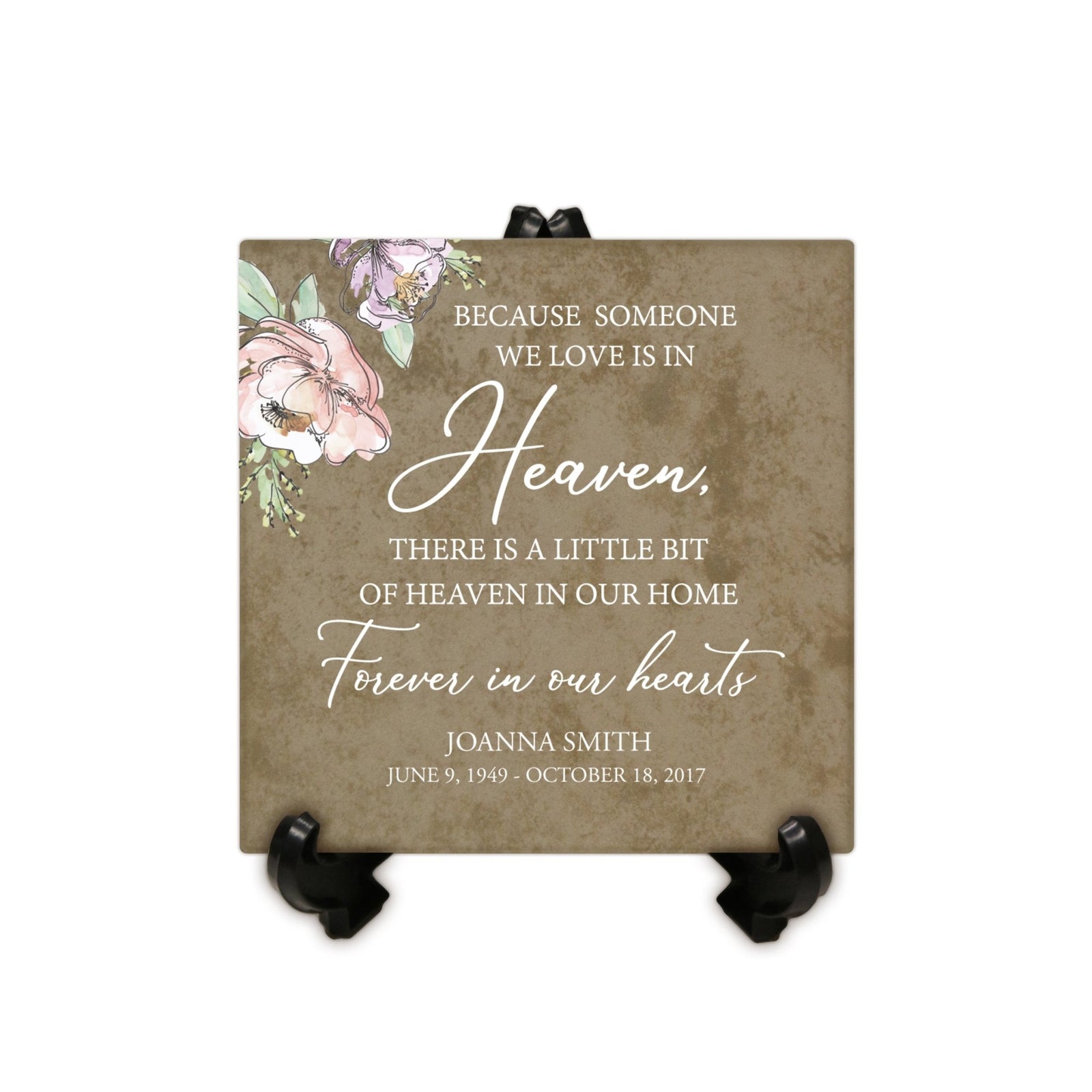 Personalized Memorial Ceramic Trivet with Stand for Home Decor - Because Someone We Love - LifeSong Milestones