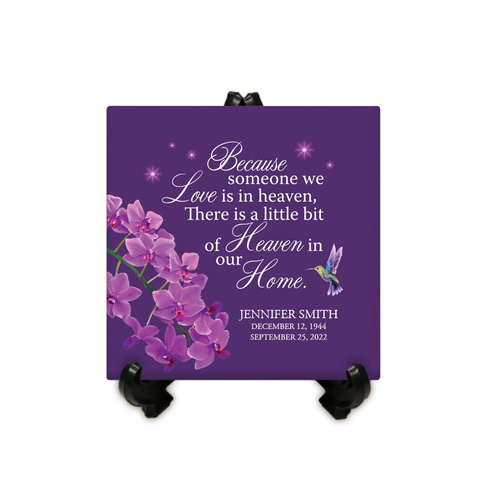 Personalized Memorial Ceramic Trivet with Stand for Home Decor - Because Someone We Love - LifeSong Milestones