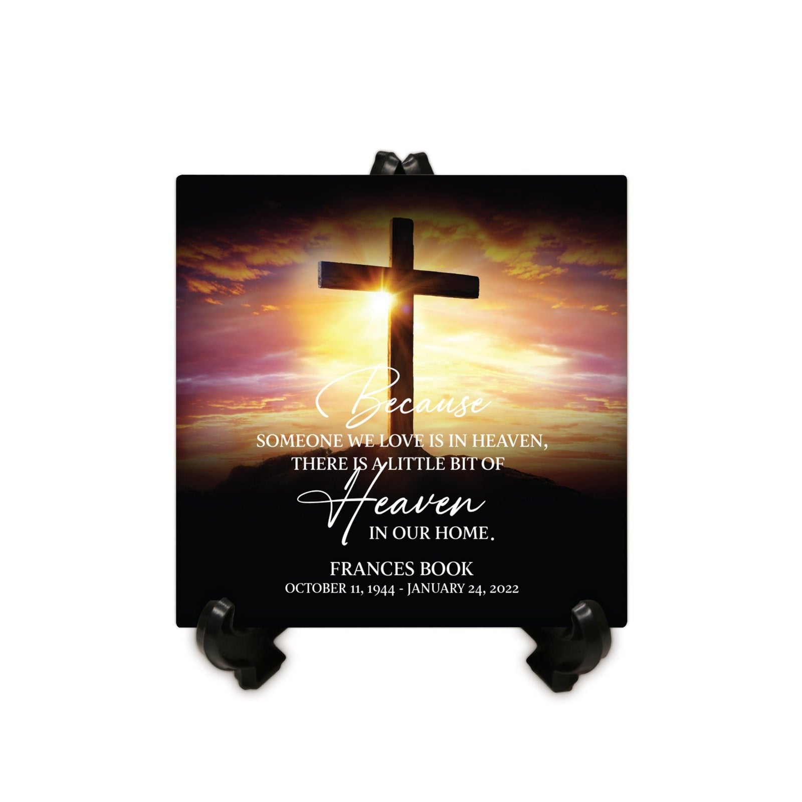 Personalized Memorial Ceramic Trivet with Stand for Home Decor - Because Someone We Love - LifeSong Milestones