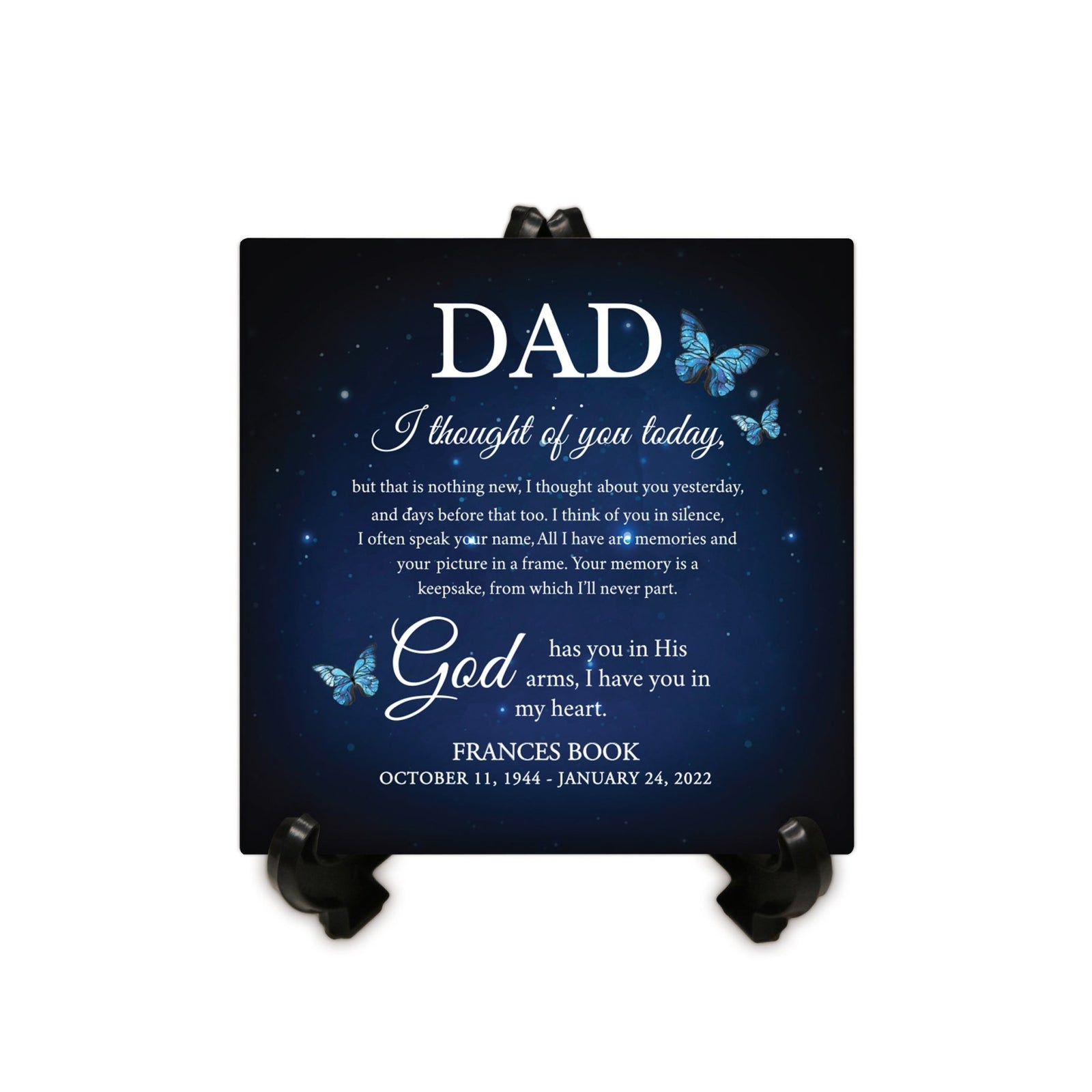 Personalized Memorial Ceramic Trivet with Stand for Home Decor - I Thought Of You - LifeSong Milestones