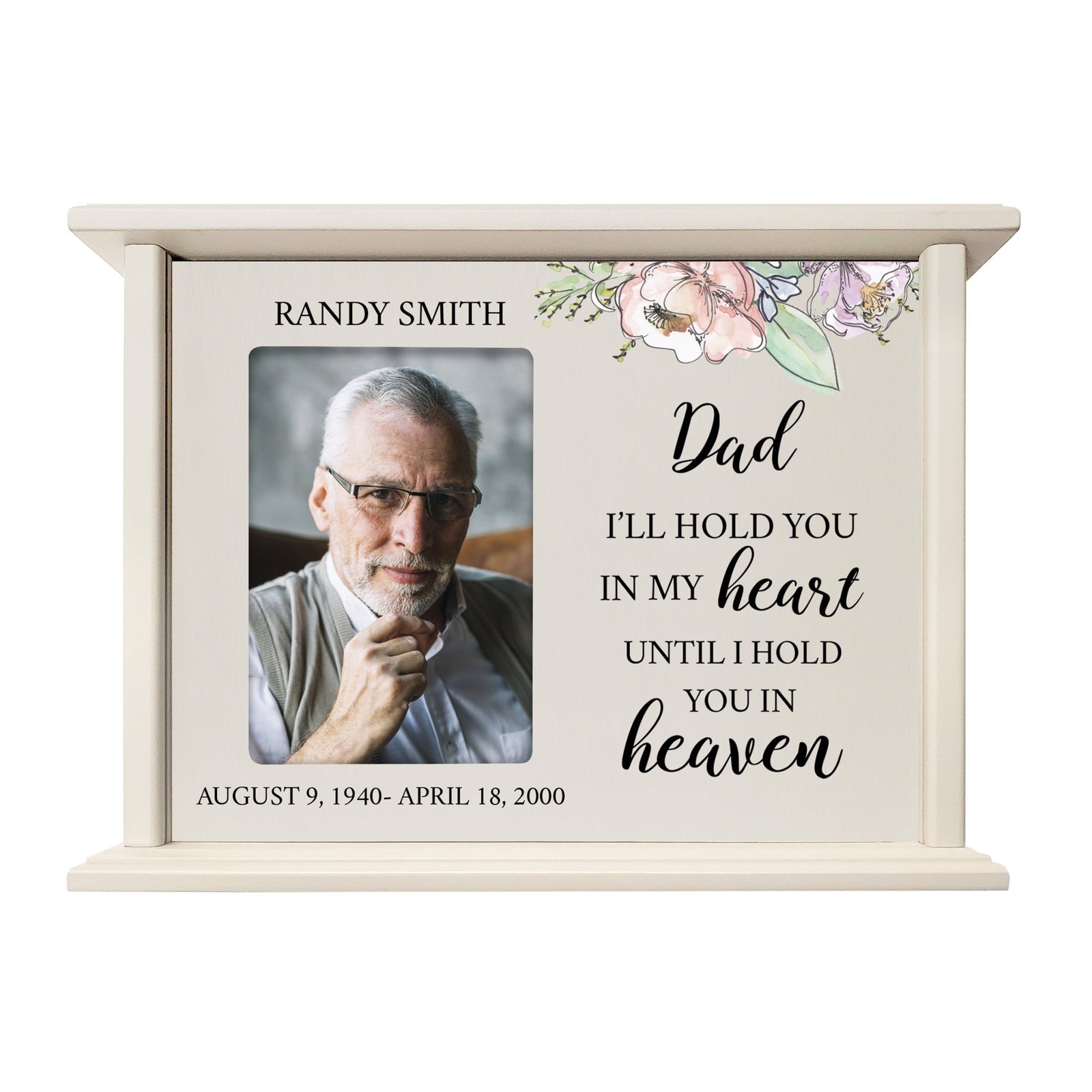 Personalized Engraved Photo Cremation Urn Box Memorial Gift for Dad