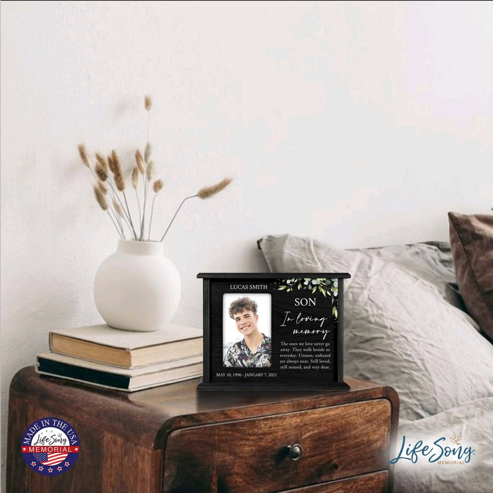 Personalized Engraved Photo Cremation Urn Box Memorial Gift