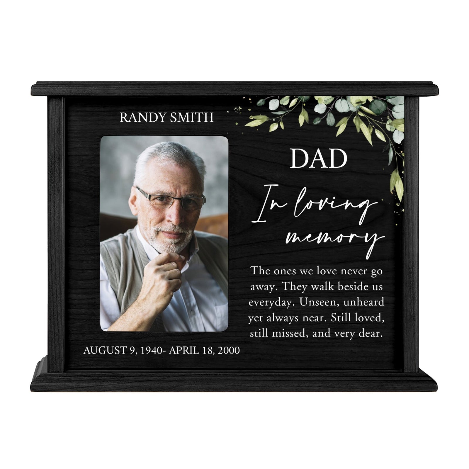 Personalized Engraved Photo Cremation Urn Box Memorial Gift for Dad