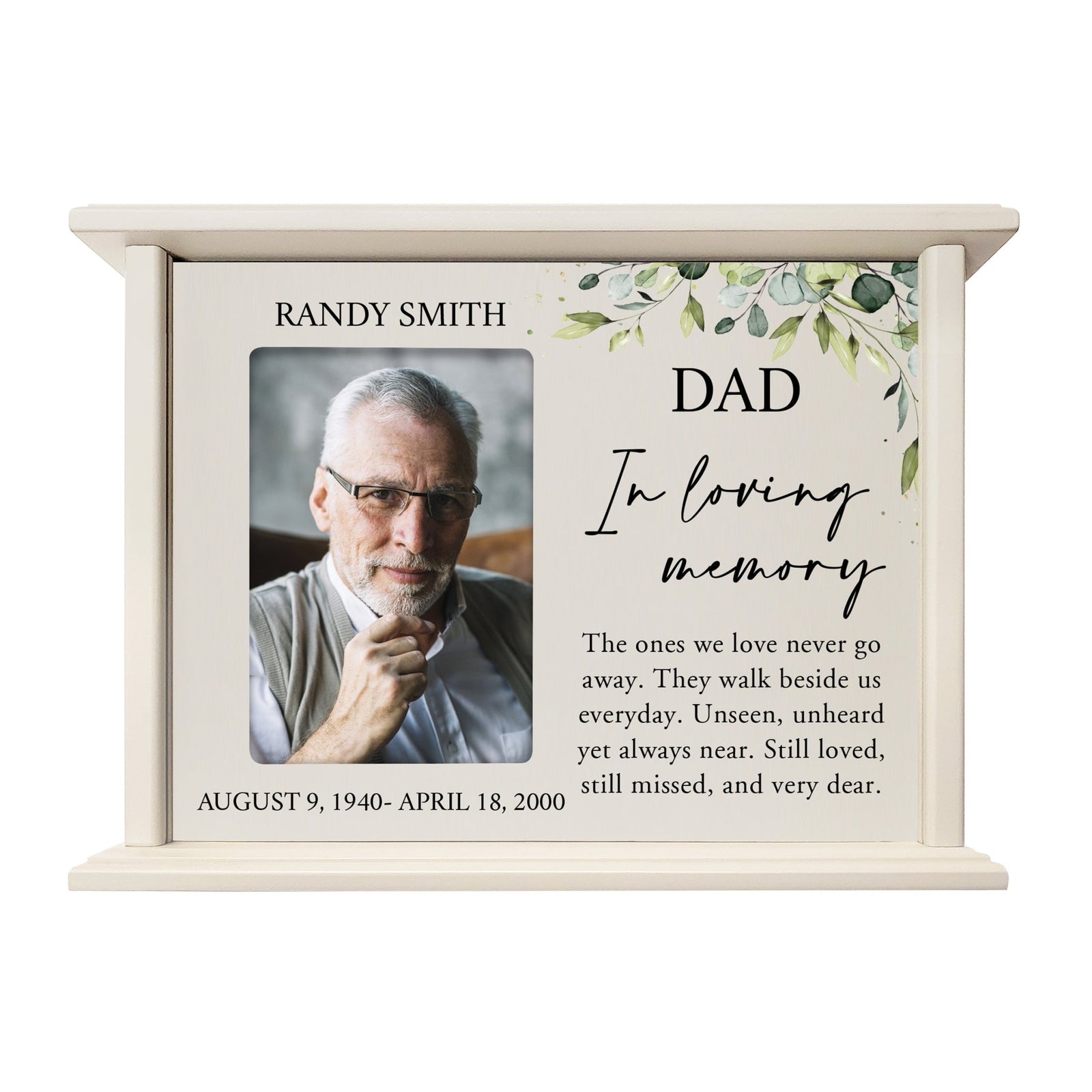 Personalized Engraved Photo Cremation Urn Box Memorial Gift for dad
