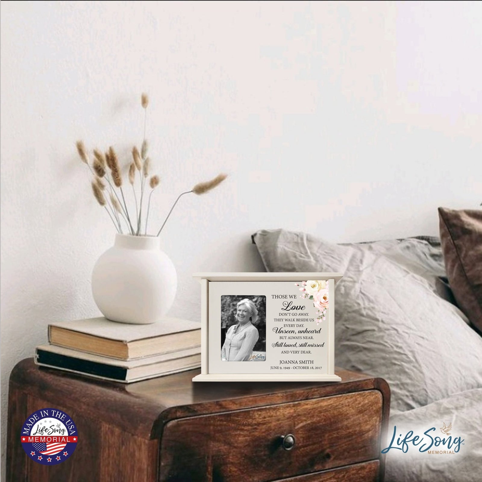 Large Personalized Funeral Cremation Photo Urn Box For Grandmother