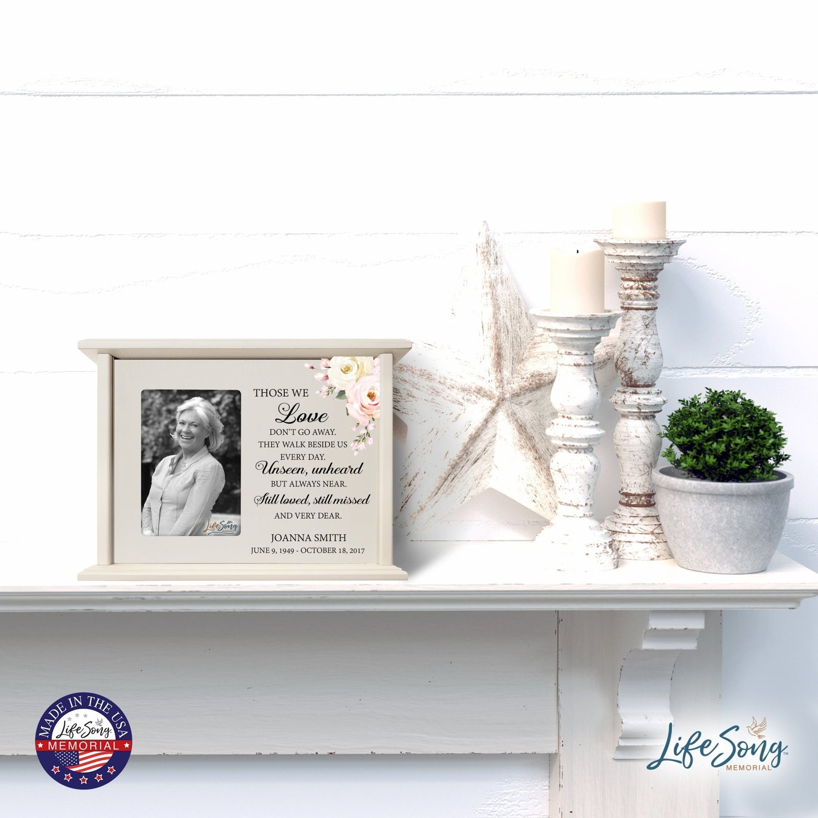 Large Personalized Funeral Cremation Photo Urn Box For Grandmother