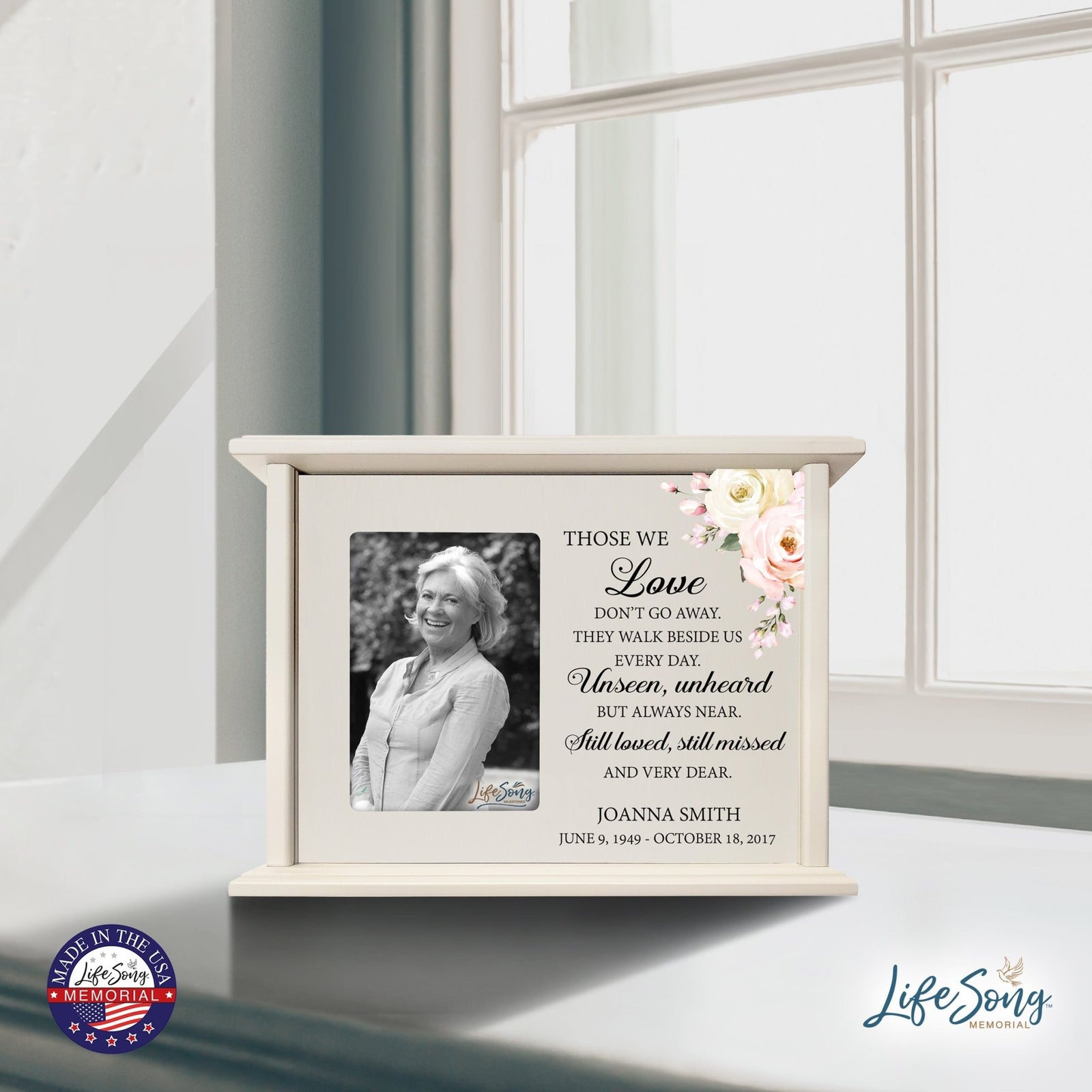 Large Personalized Funeral Cremation Photo Urn Box For Grandmother