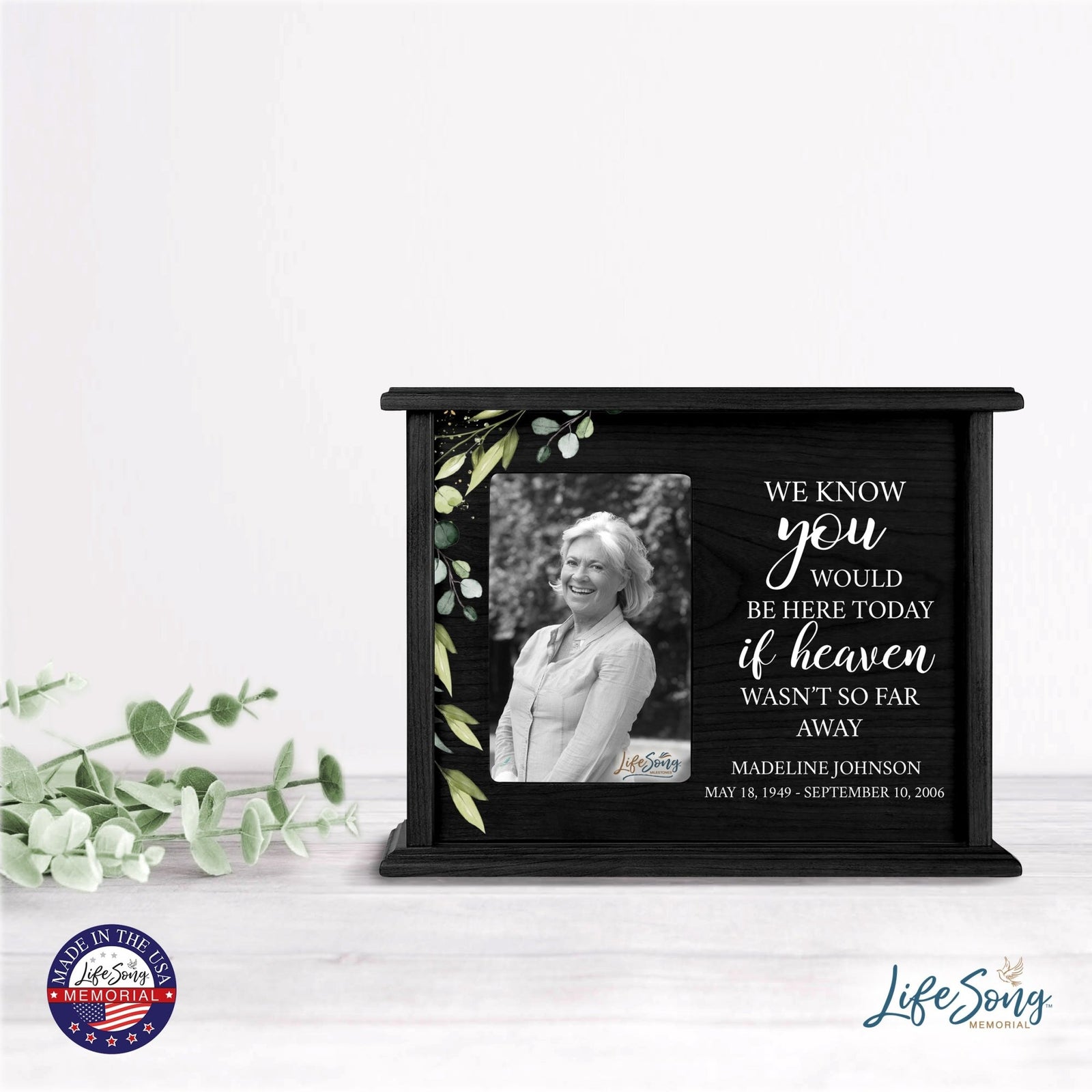Personalized Engraved Photo Cremation Urn Box Memorial Gift