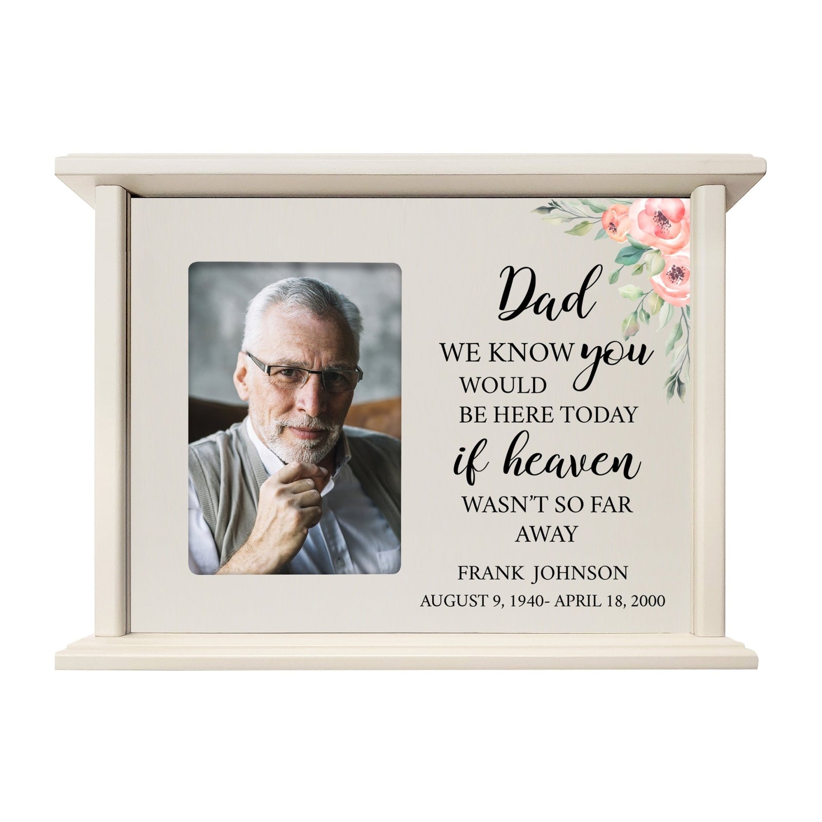 Personalized Engraved Photo Cremation Urn Box Memorial Gift DAd