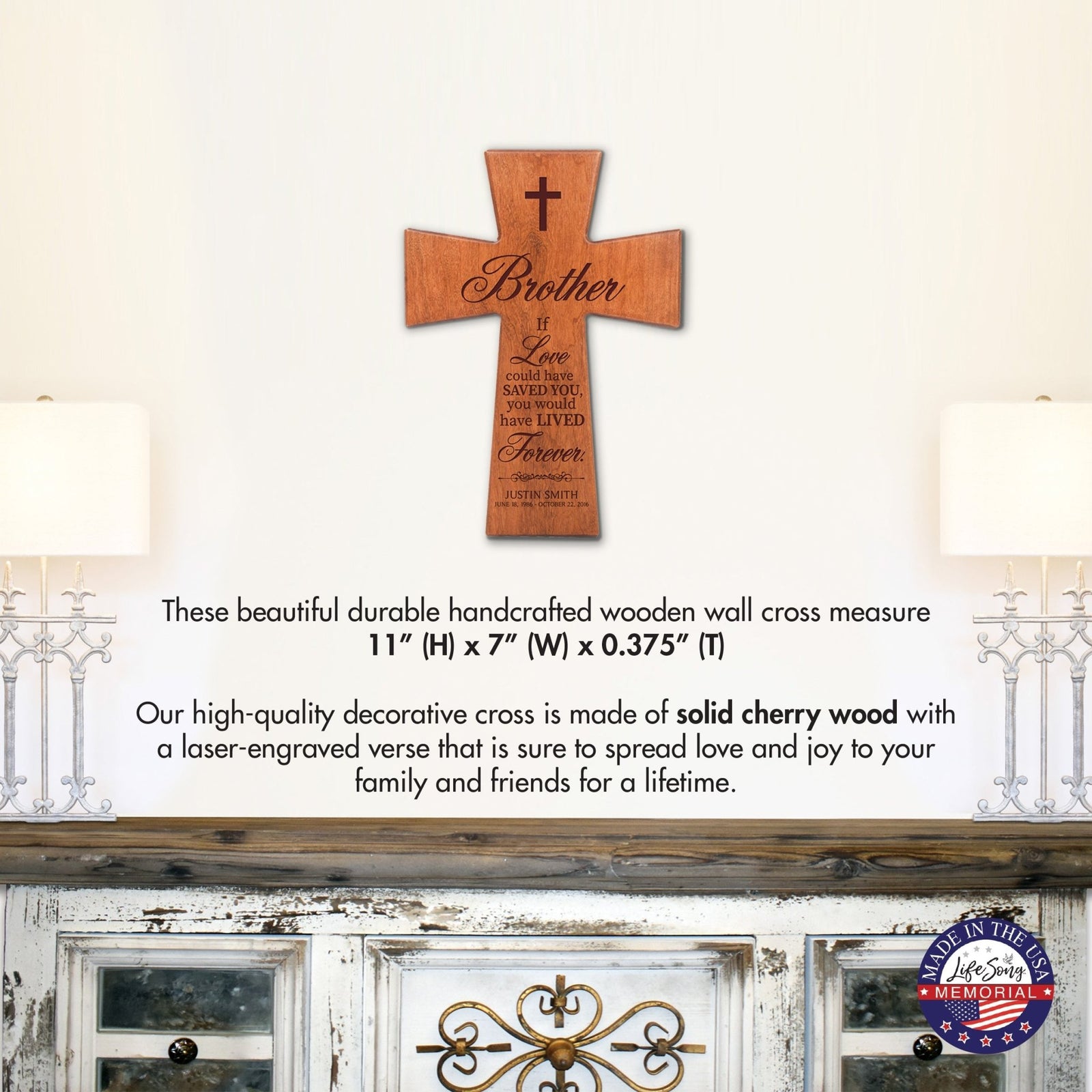 Personalized Memorial Engraved Wall Cross Sympathy Gifts - If Love Could Have Saved - LifeSong Milestones
