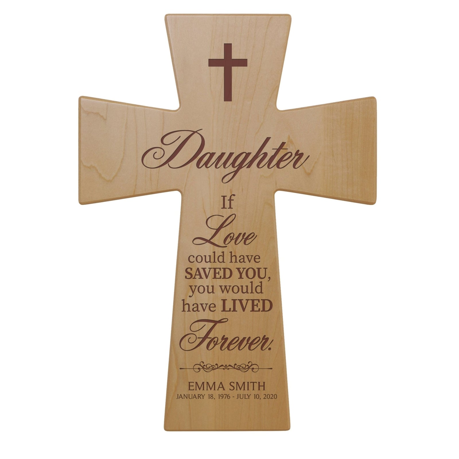 Personalized Memorial Engraved Wall Cross Sympathy Gifts - If Love Could Have Saved - LifeSong Milestones