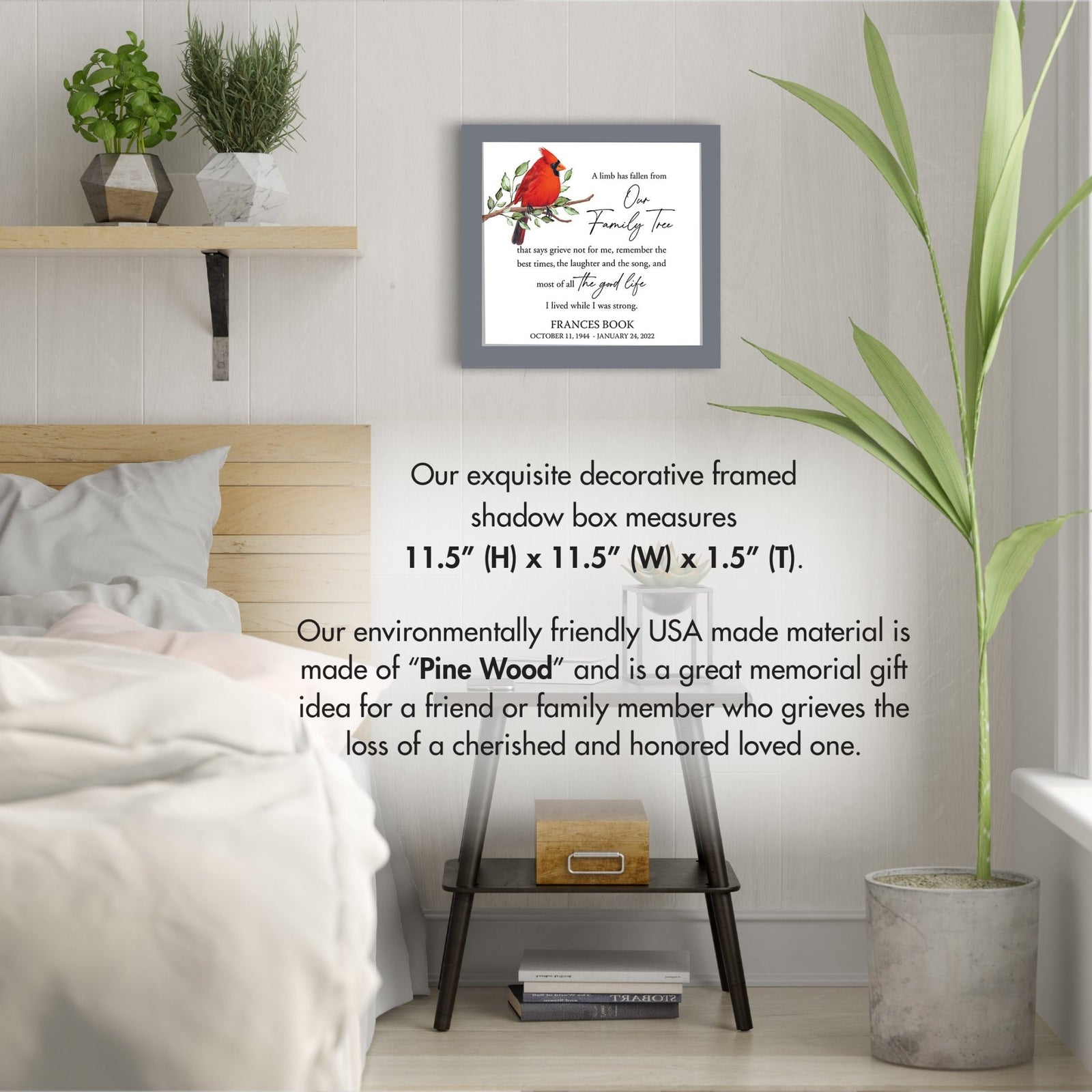 Personalized Memorial Framed Shadow Box for Loss of Loved One - A Limb Has Fallen From - LifeSong Milestones