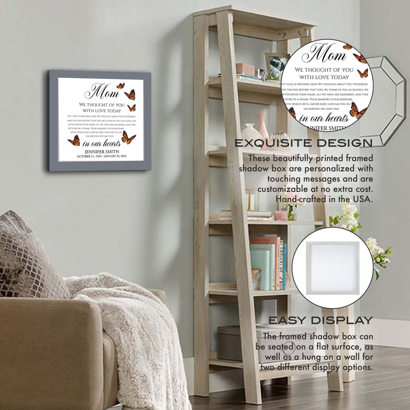 Personalized Memorial Framed Shadow Box for Loss of Loved One - I Thought Of You - LifeSong Milestones