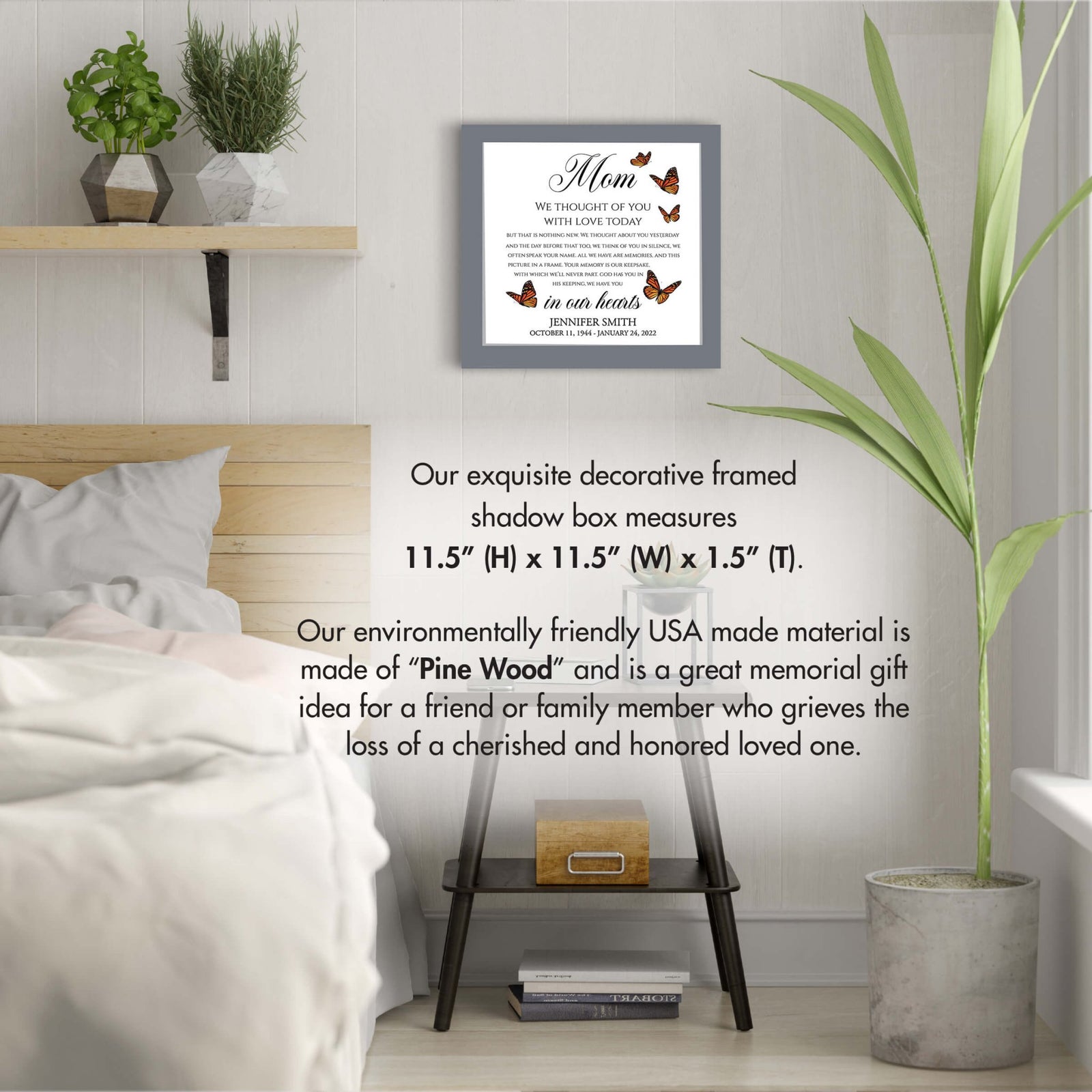 Personalized Memorial Framed Shadow Box for Loss of Loved One - I Thought Of You - LifeSong Milestones