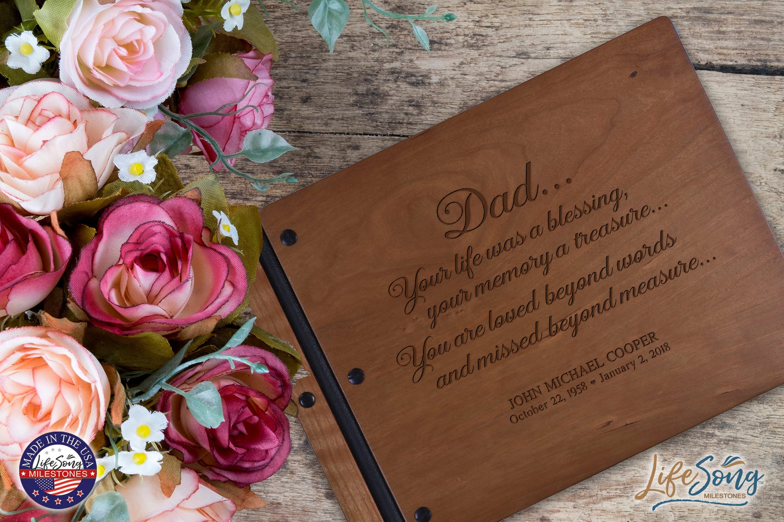 Personalized Memorial Guest Book - Dad - LifeSong Milestones