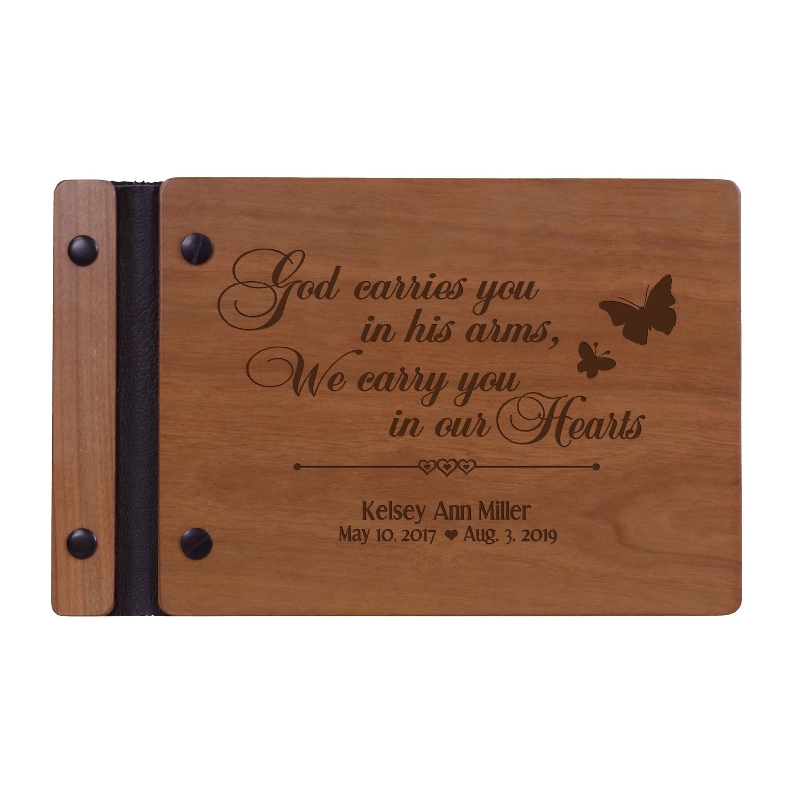 Personalized Memorial Guest Book - In His Arms - LifeSong Milestones