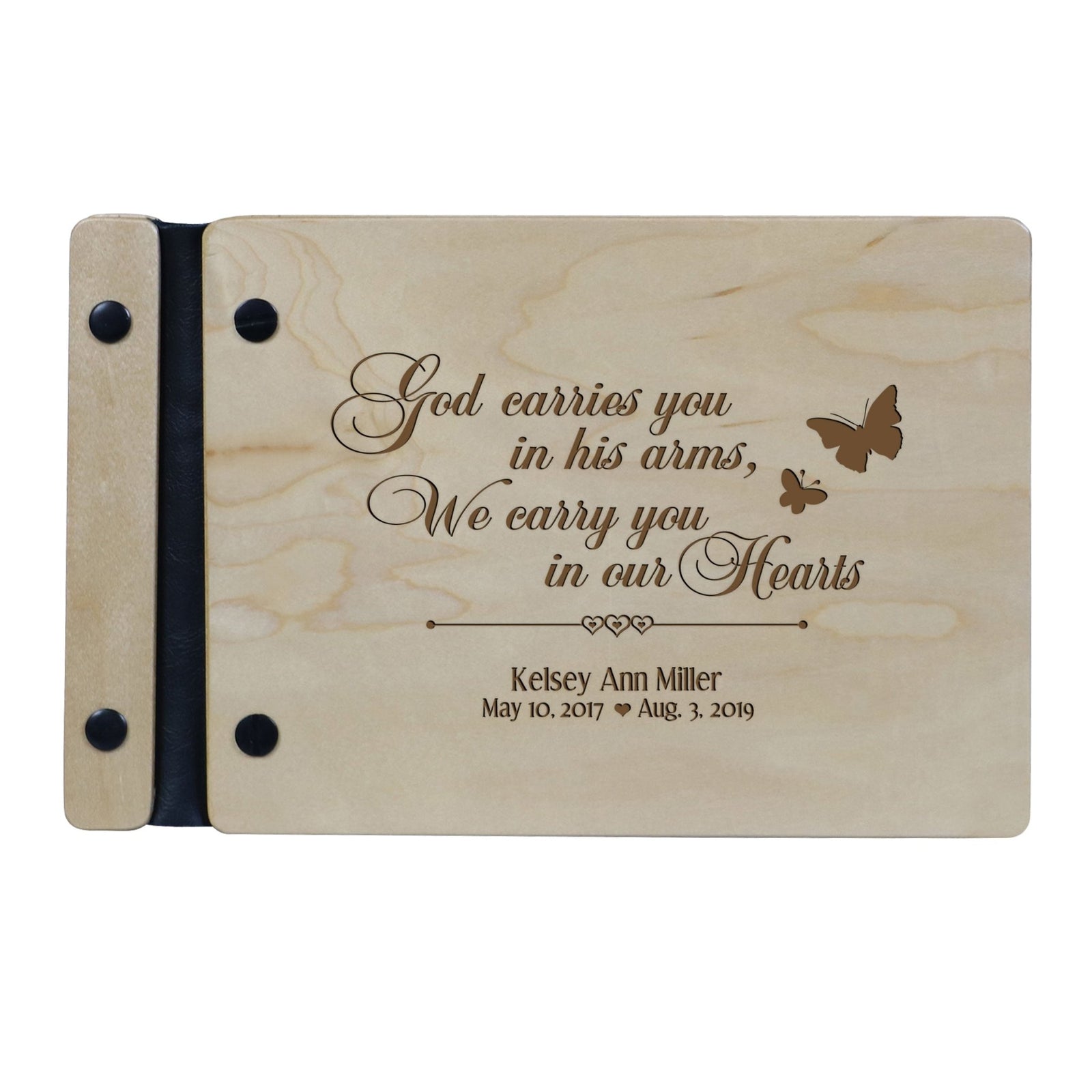 Personalized Memorial Guest Book - In His Arms - LifeSong Milestones