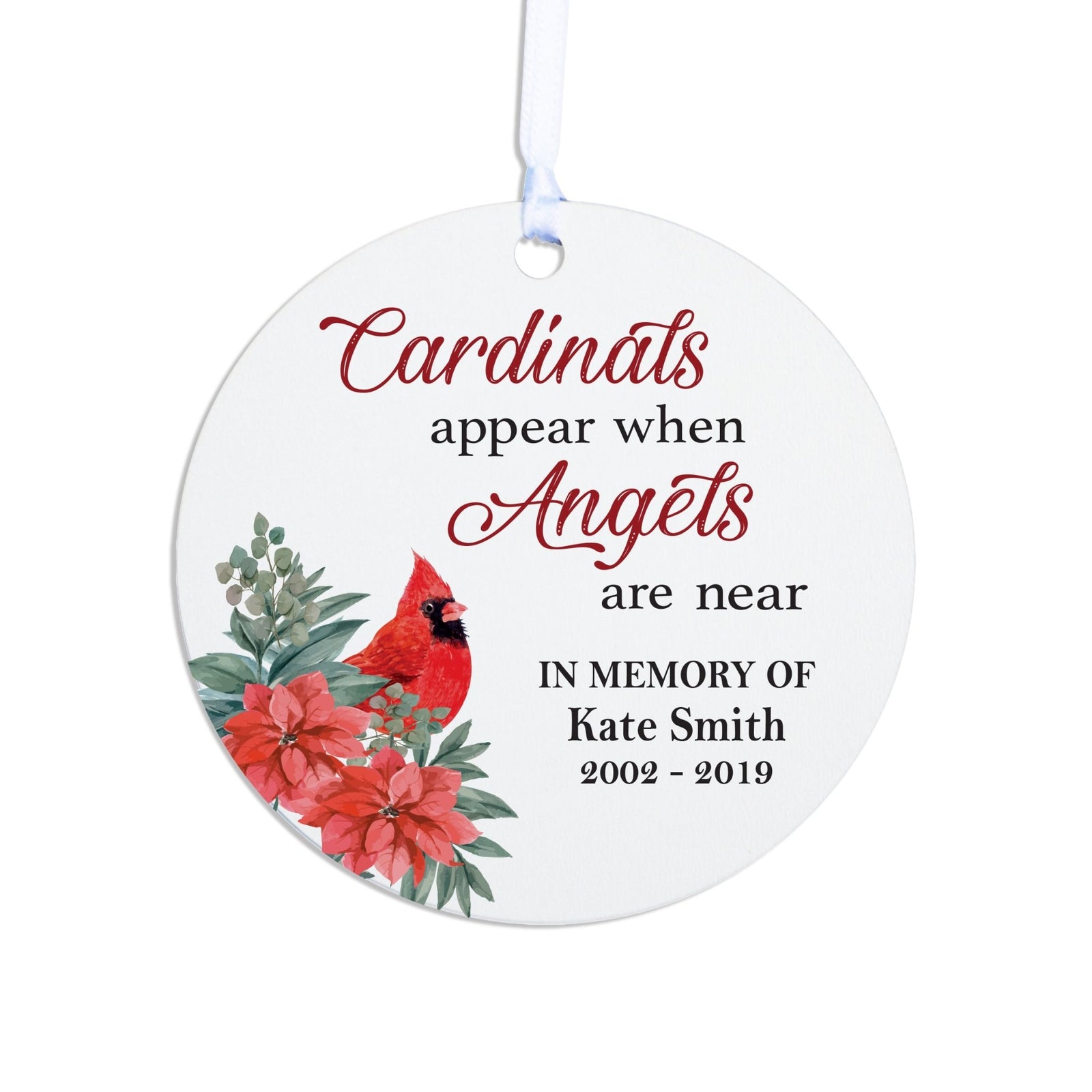 Personalized Memorial Ornament for Loss of Loved One - Cardinals Appear Angels When Angels Are Near - LifeSong Milestones