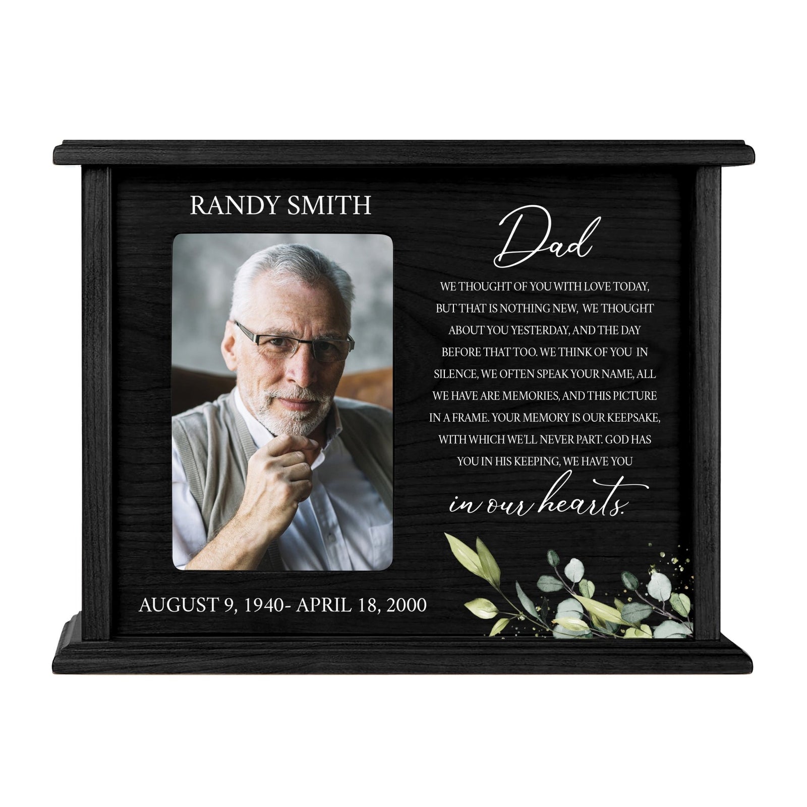 Personalized Engraved Photo Cremation Urn Box Memorial Gift