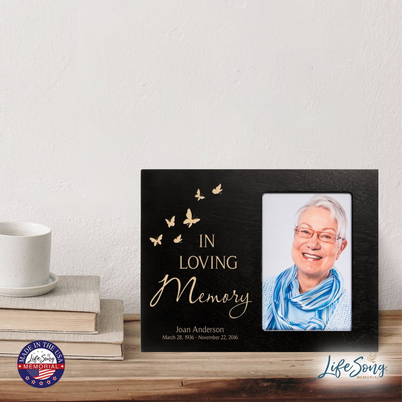 Personalized Memorial Photo Frame - In Loving Memory (butterflies) - LifeSong Milestones