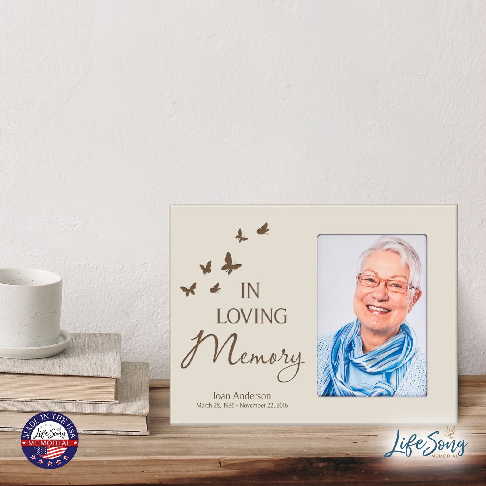 Personalized Memorial Photo Frame - In Loving Memory (butterflies) - LifeSong Milestones