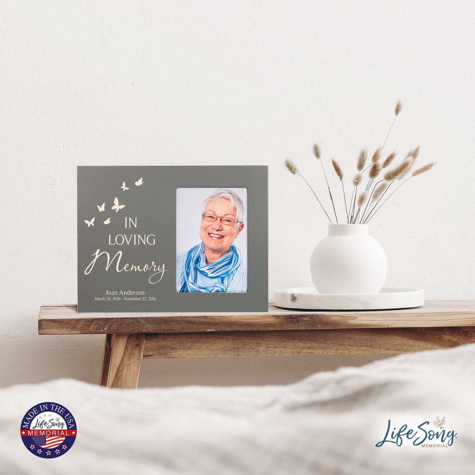 Personalized Memorial Photo Frame - In Loving Memory (butterflies) - LifeSong Milestones