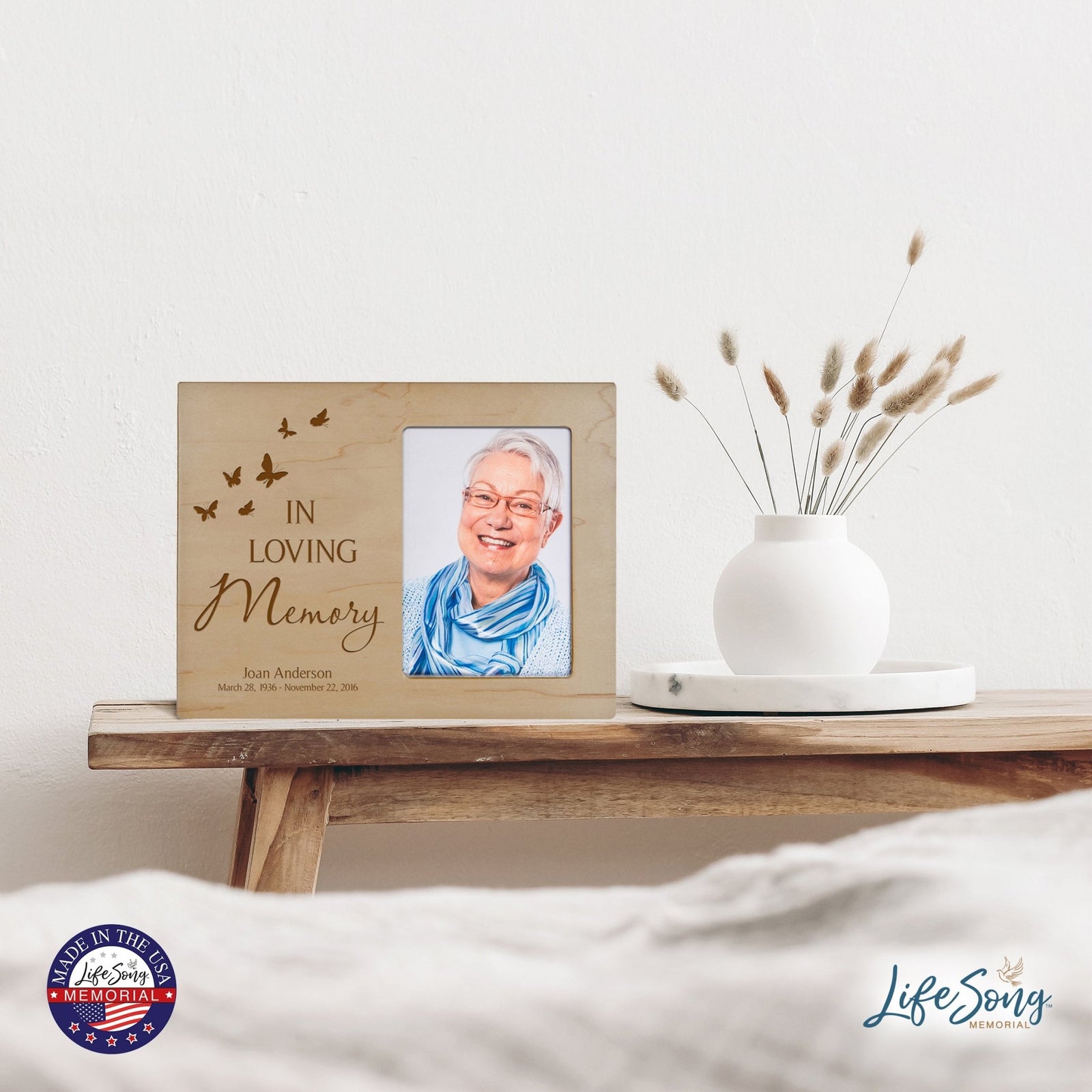 Personalized Memorial Photo Frame - In Loving Memory (butterflies) - LifeSong Milestones